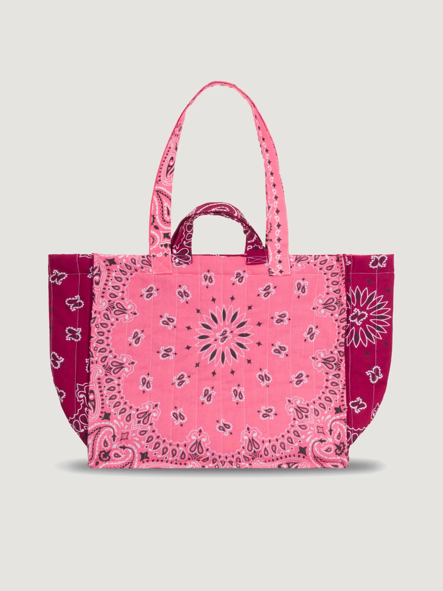Moyen Cabas Matelassé - LOVE - Strawberry Pink / Bordeaux