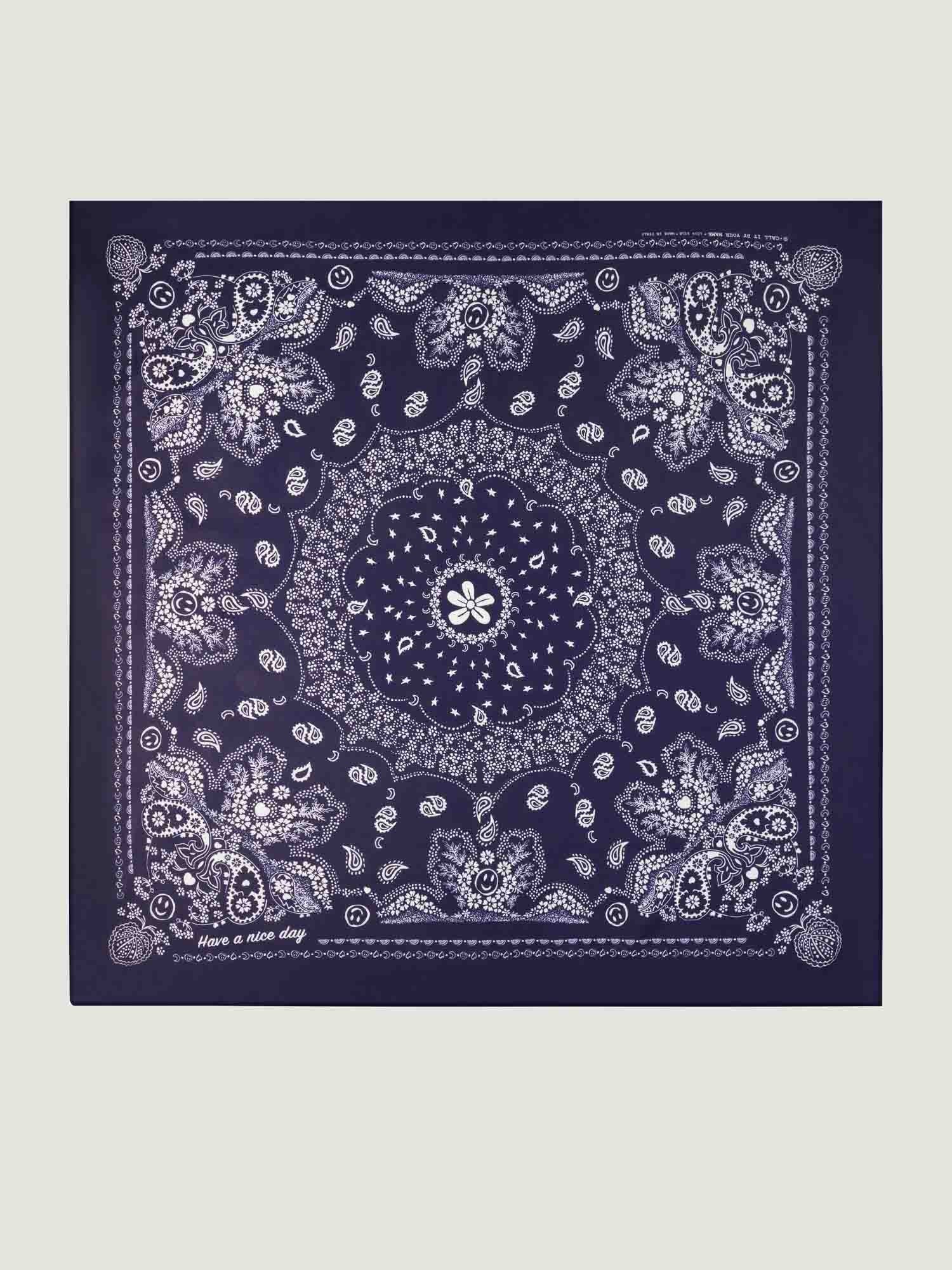 100% silk women's bandana: navy blue - Large Size
