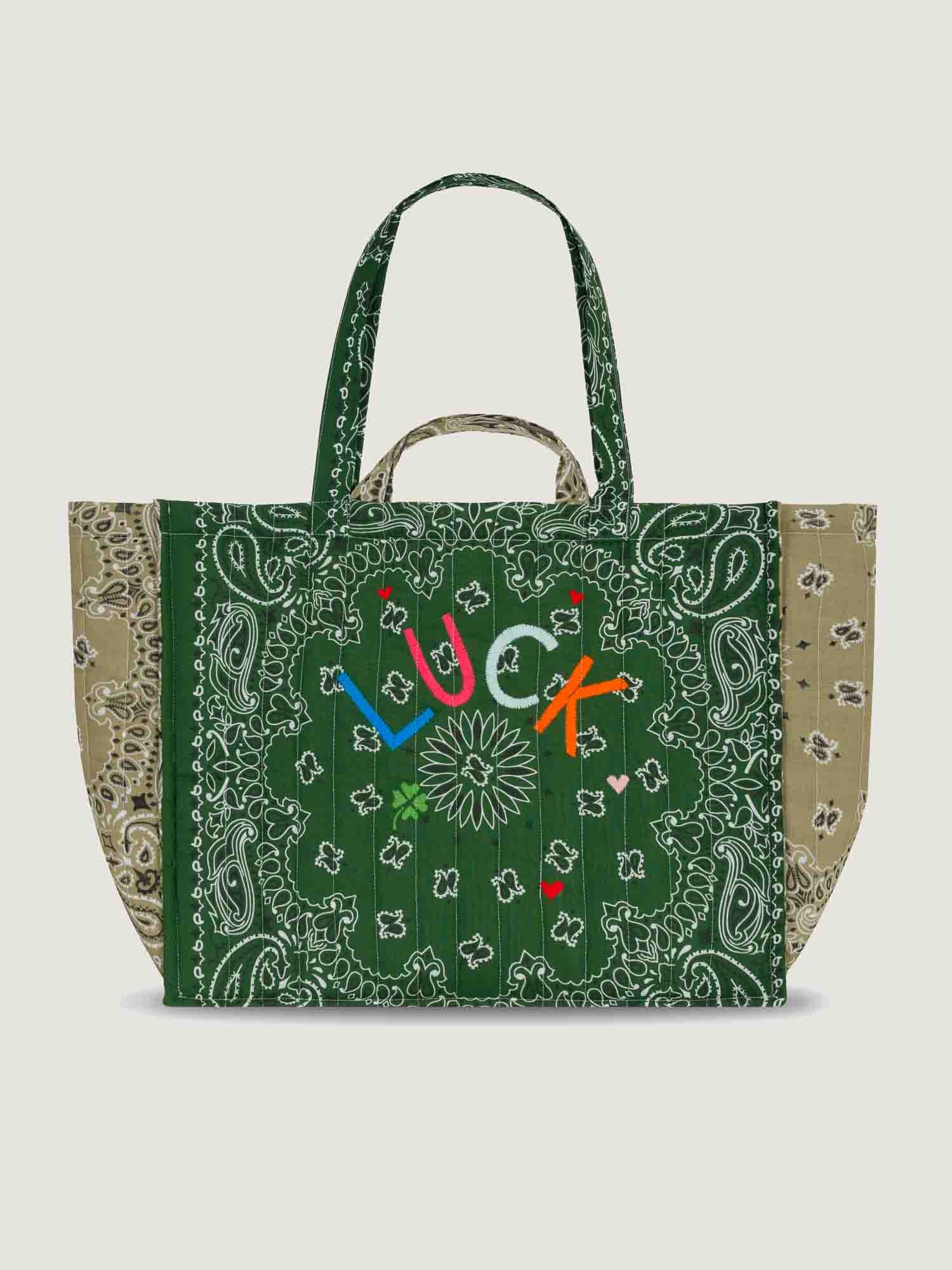 Maxi Cabas Matelassé - LUCK - Vert Week-end / Beige