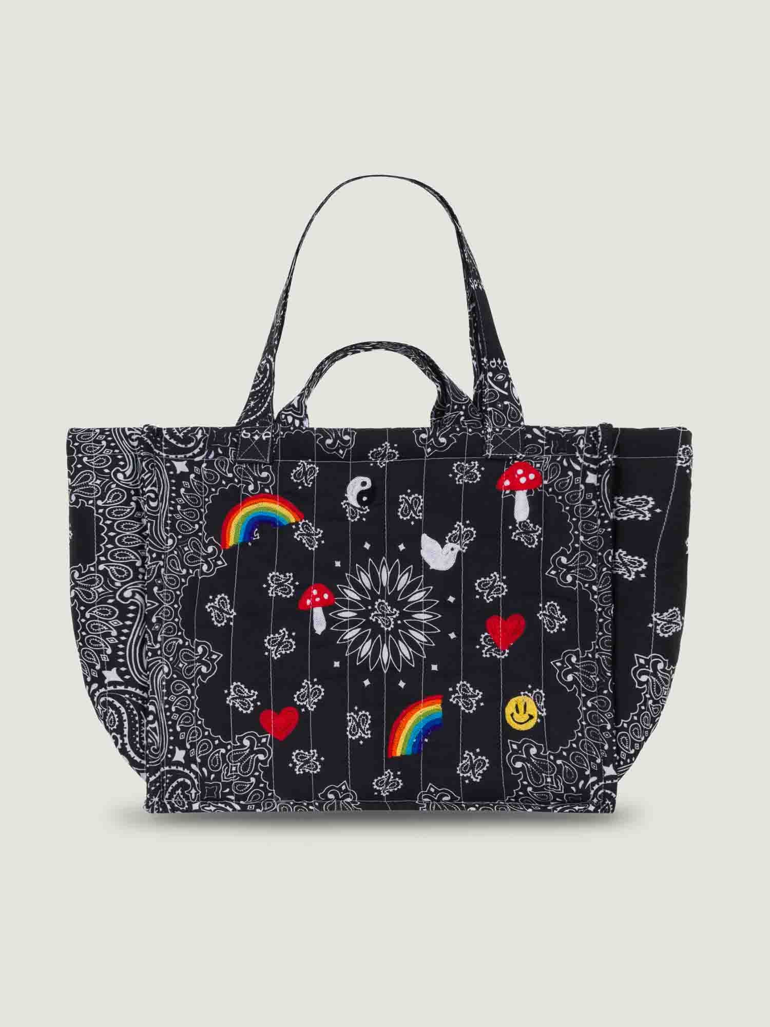 Maxi Cabas Matelassé - MULTI-EMOJIS - All Black