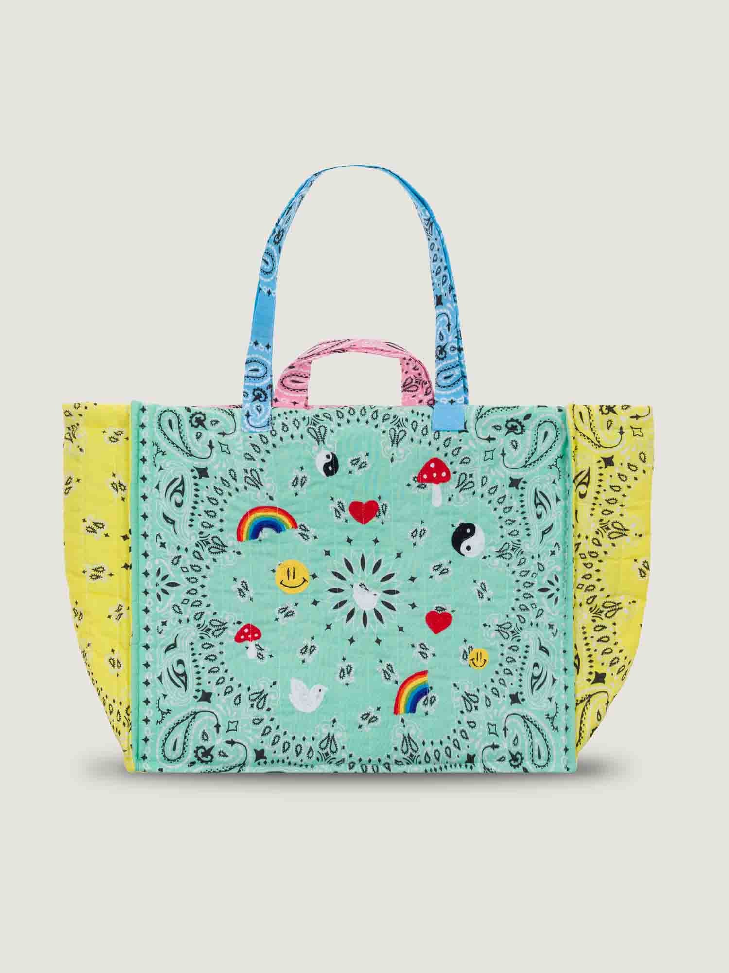 Maxi Cabas Matelassé - MULTI-EMOJIS - Mint / Colorblock