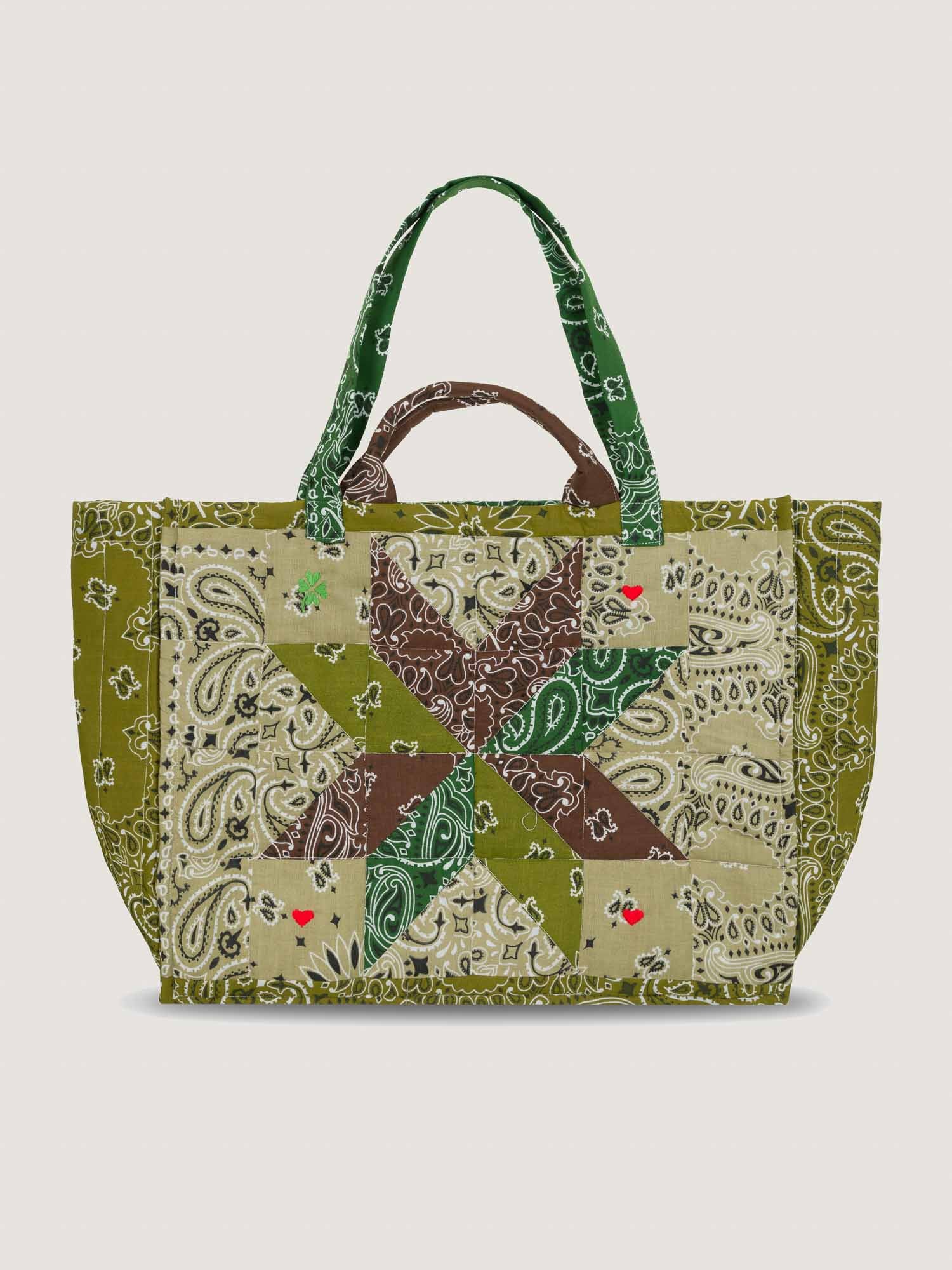 Quilted Maxi Cabas Tote PATCHWORK Beige Colorblock