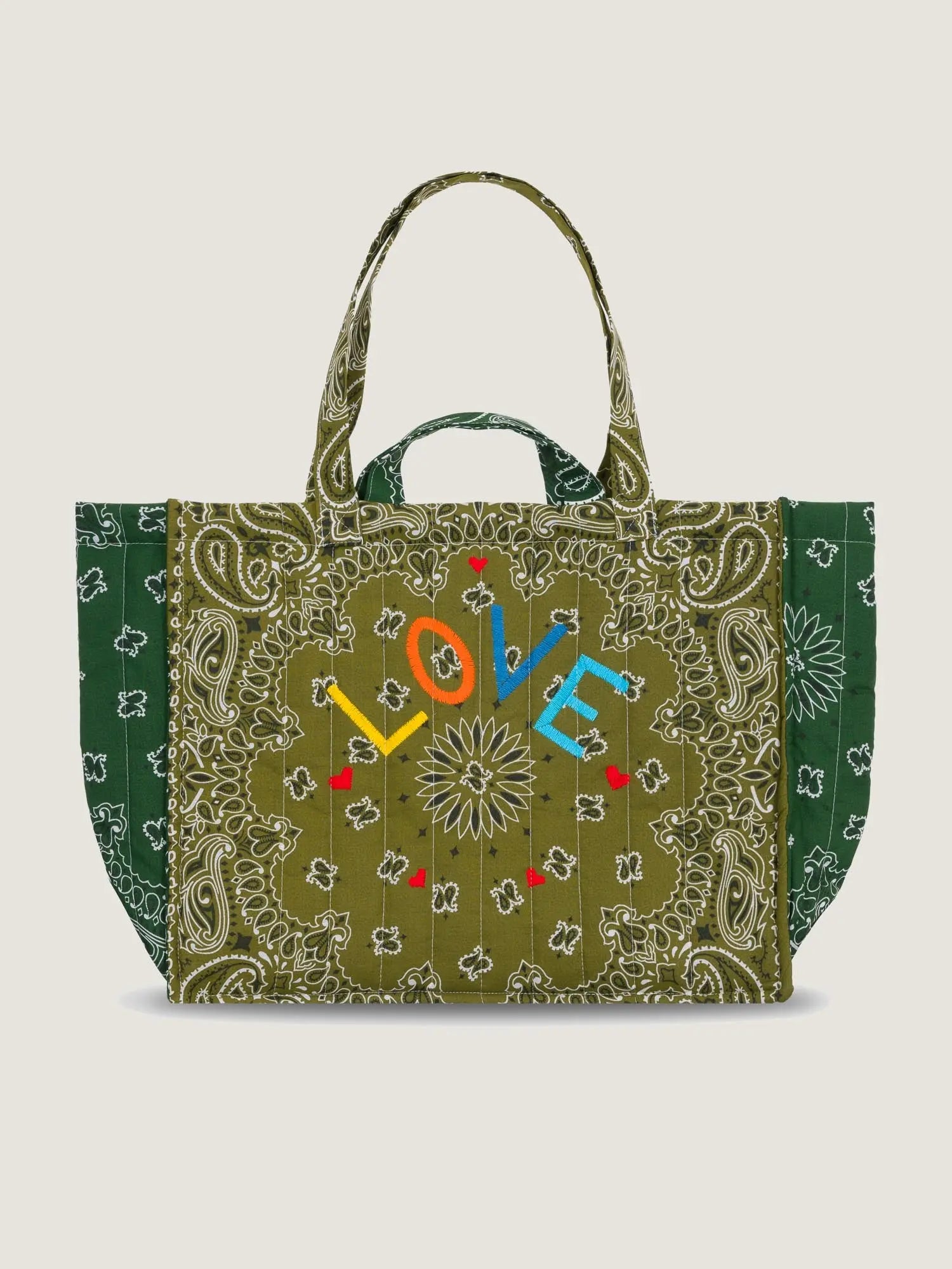 Maxi Cabas Matelassé - LOVE - Bronze / Vert Week End