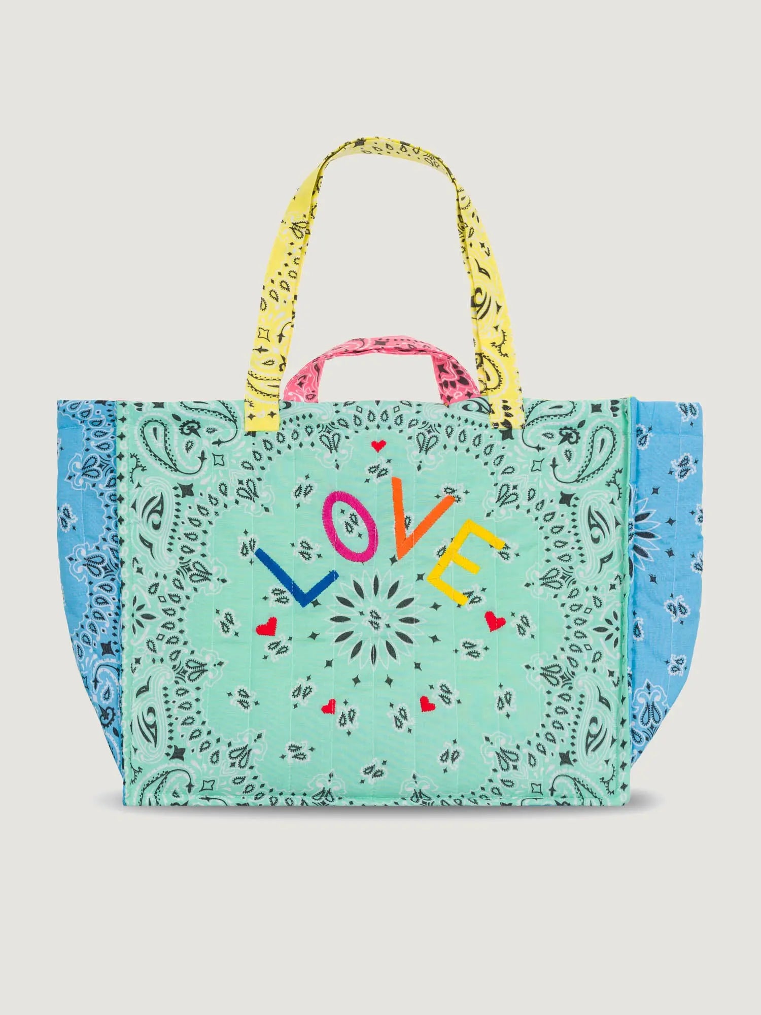 Maxi Cabas Matelassé  -  LOVE - Mint / Colorblock