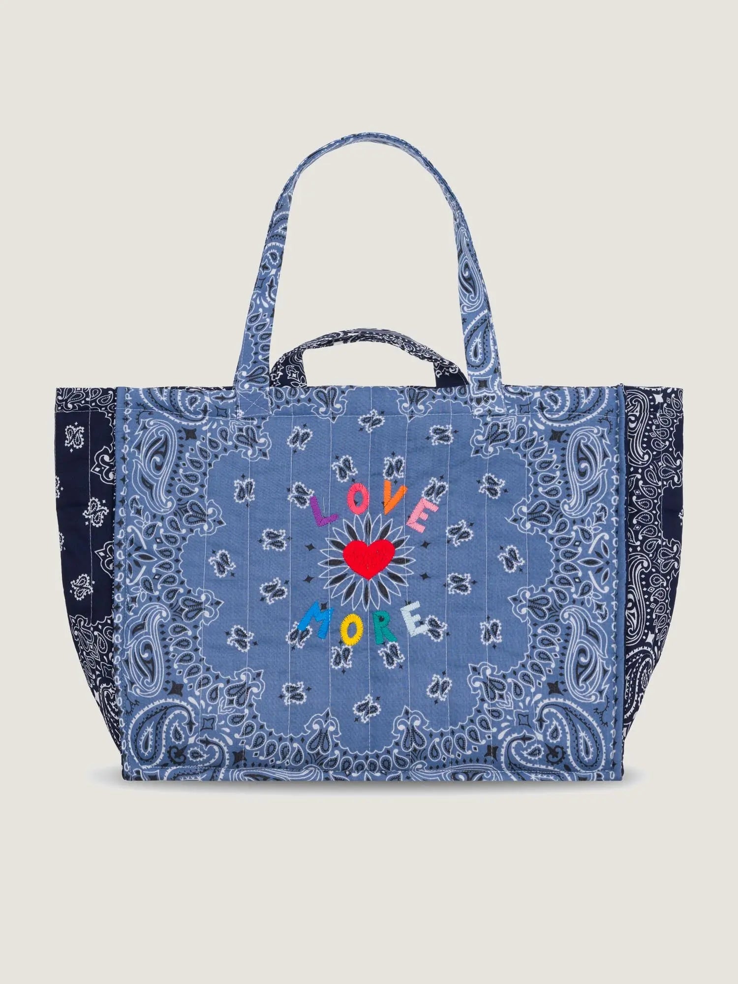 Maxi Cabas Matelassé - LOVE MORE - Chambray / Navy
