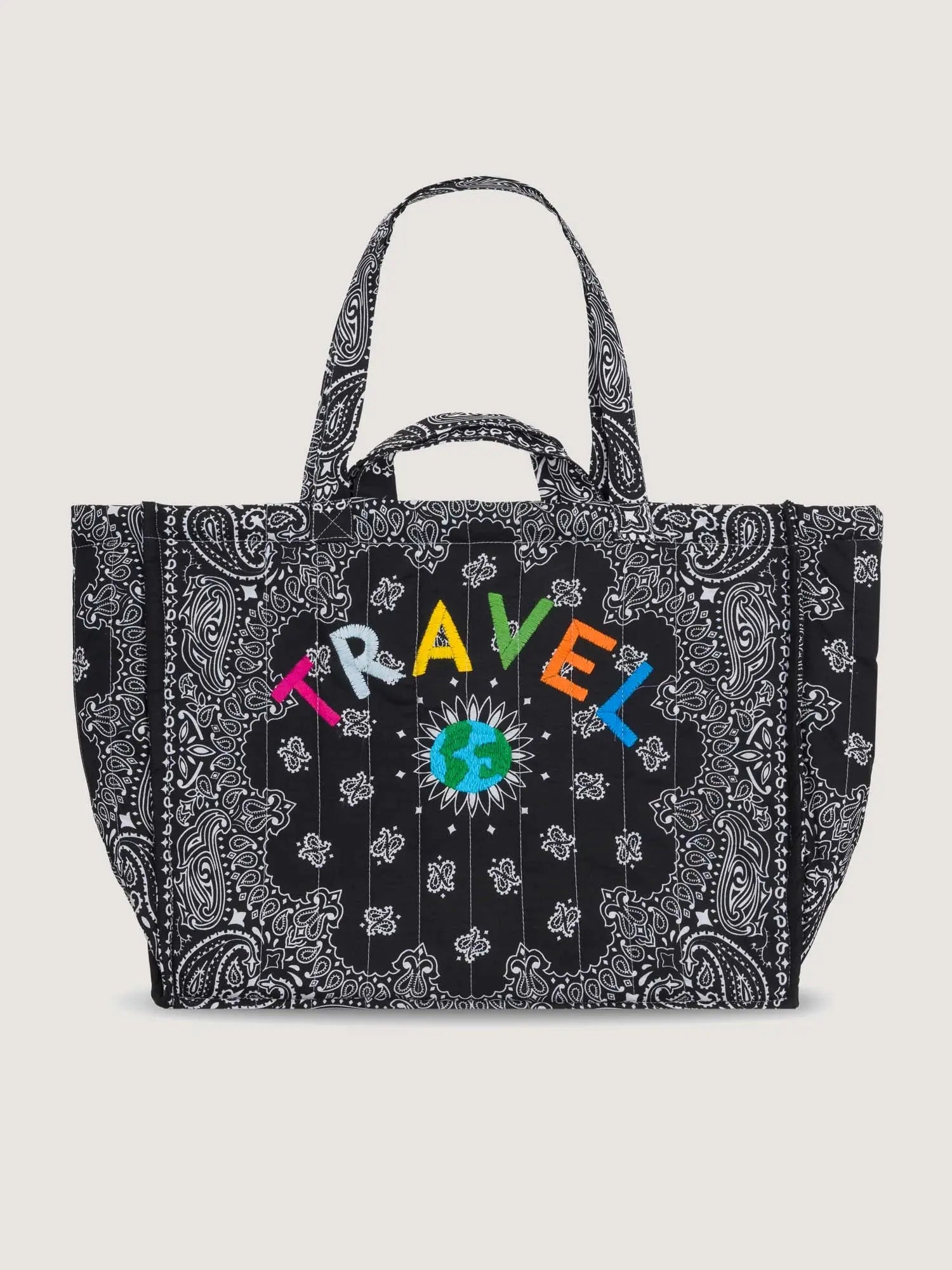 Maxi Cabas Matelassé  -  TRAVEL / MAPMONDE - All Black