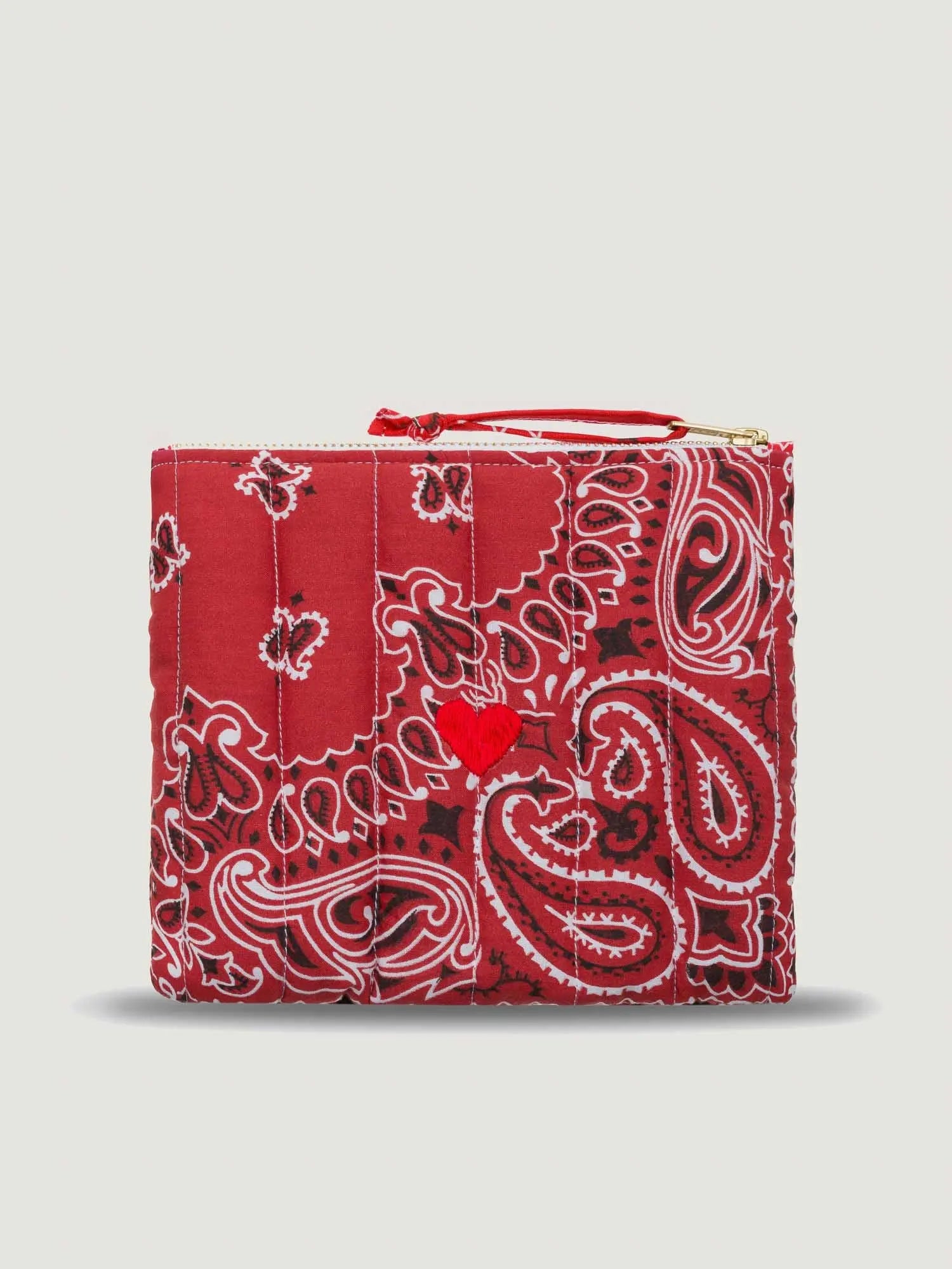 Mini Pochette Zippée Matelassée - COEUR - Vintage Red / Real Red