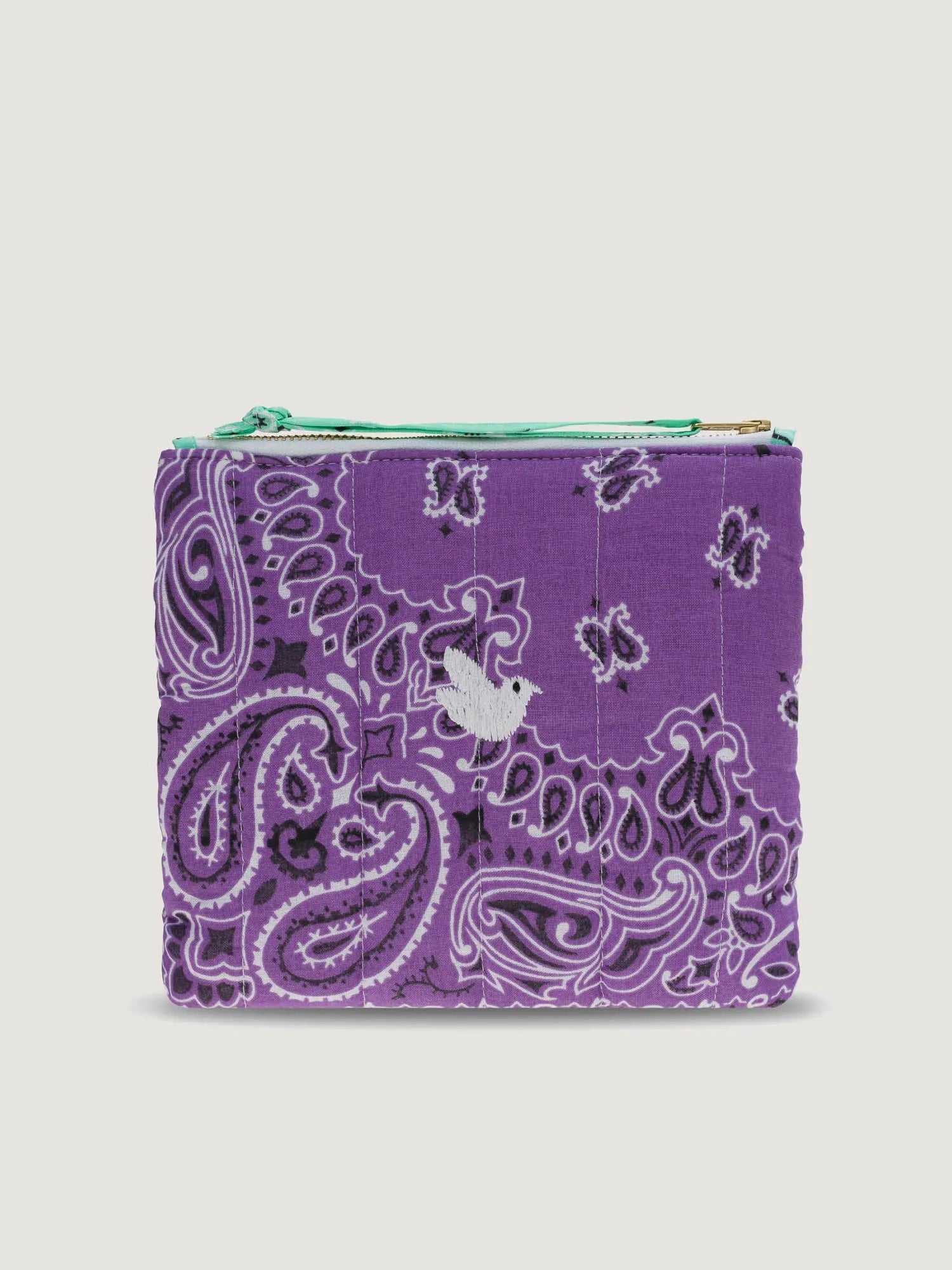 Mini Pochette Zippée Matelassée - COLOMBE - Lilas / Mint