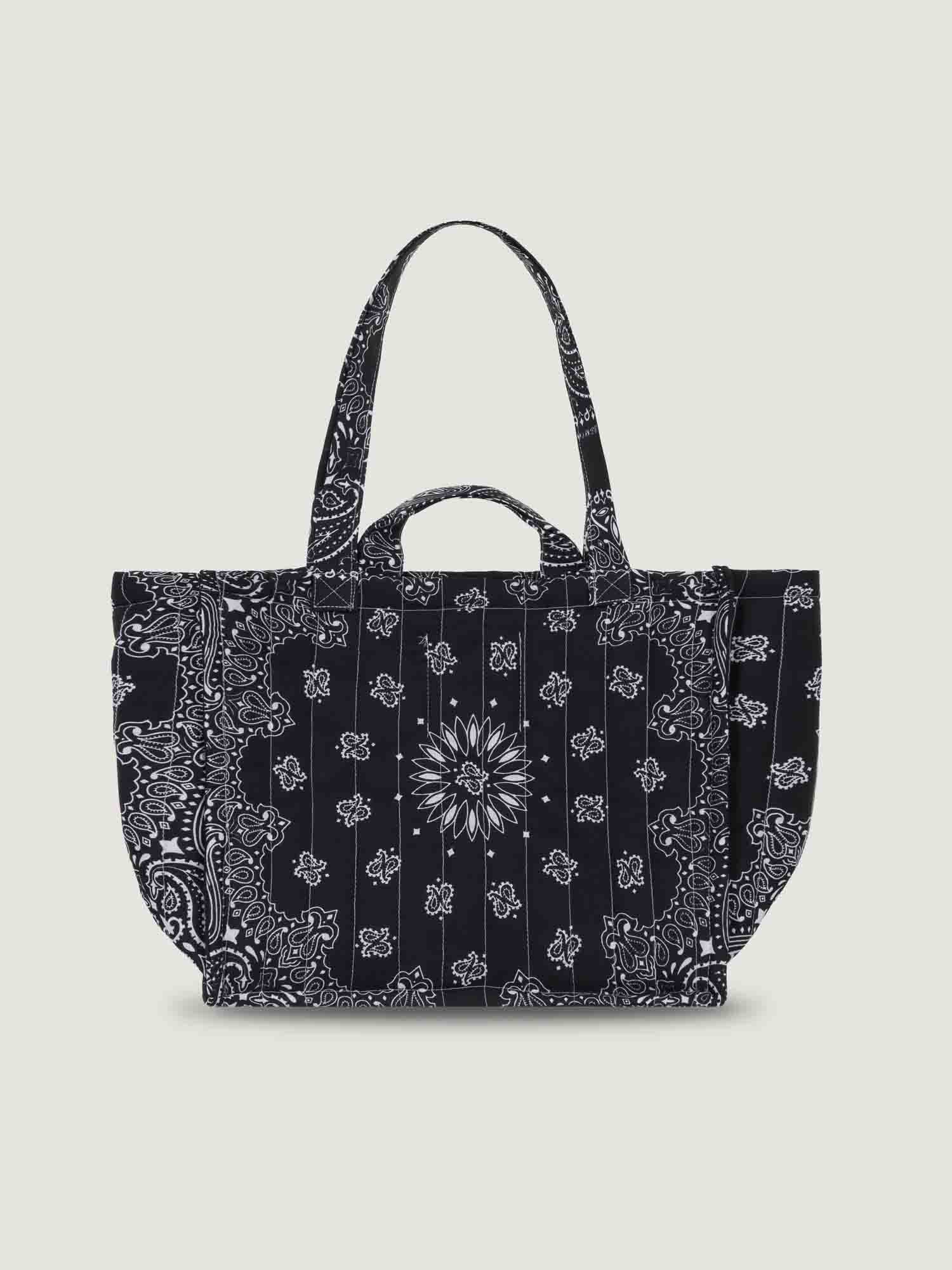 Medium Quilted Tote Bag - MULTI-EMOJIS - All Black