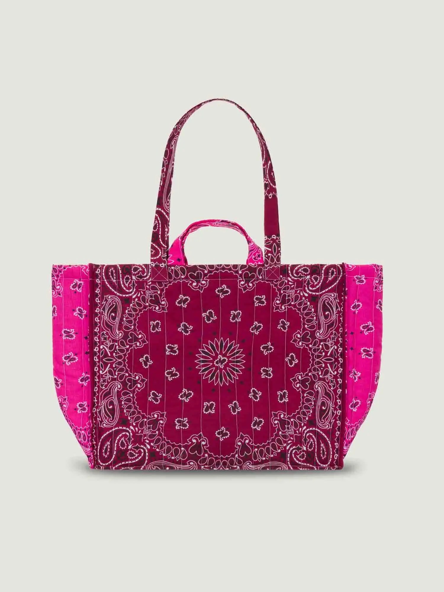 Medium Quilted Tote Bag - MULTI-EMOJIS - Burgundy / Fuchsia