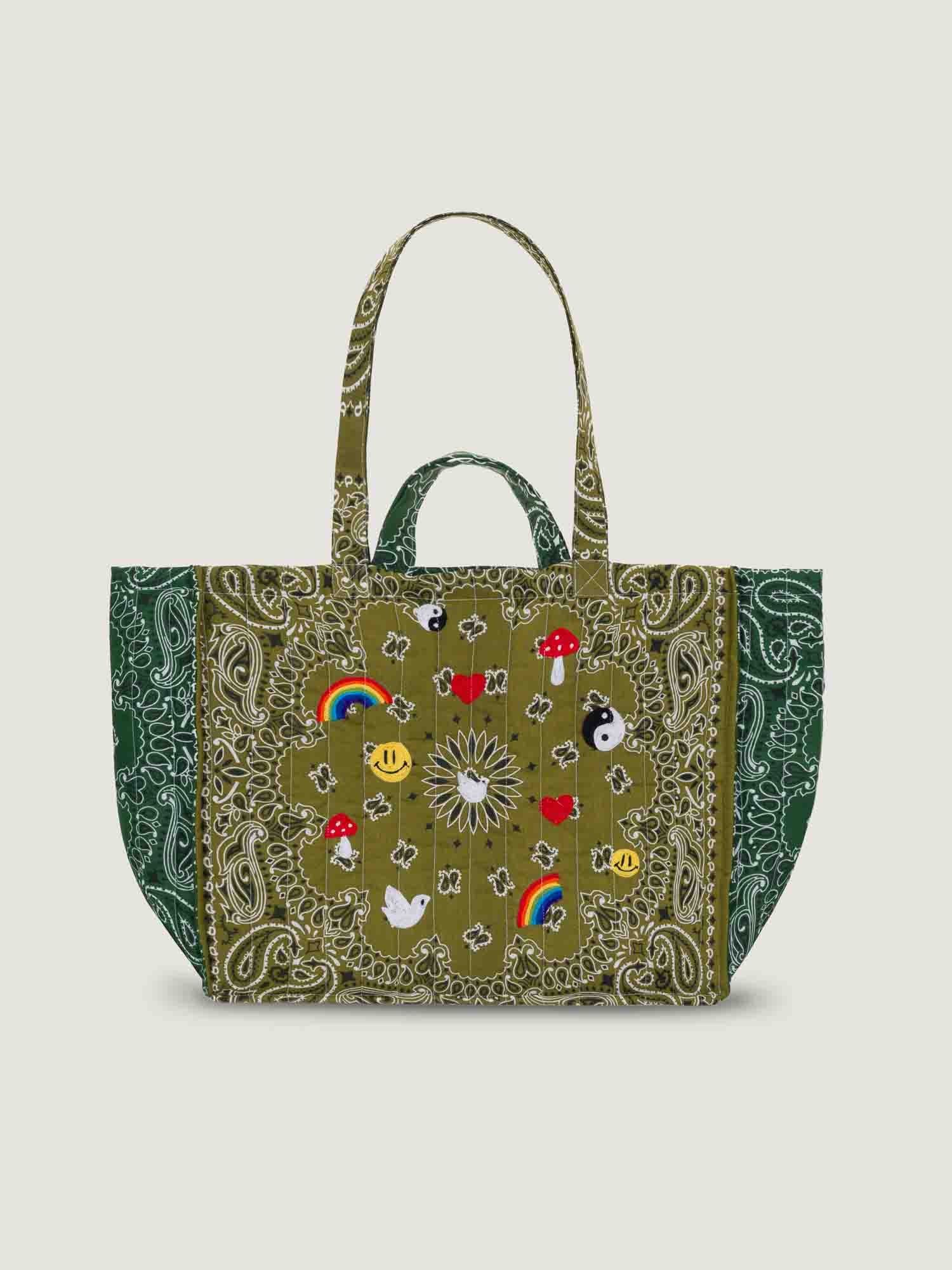 Moyen Cabas Matelassé - MULTI-EMOJIS - Bronze / Vert Week-End