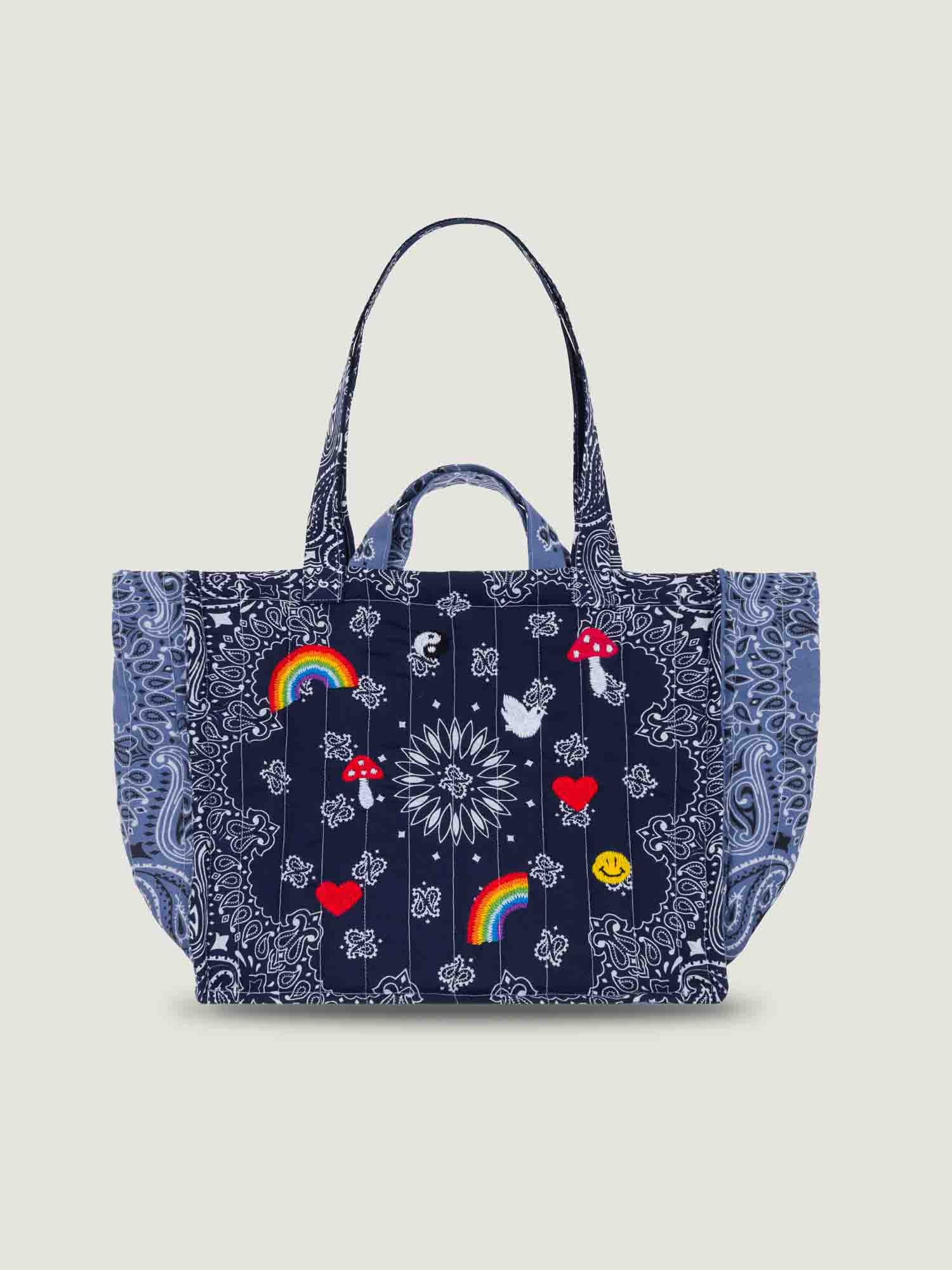 Moyen Cabas Matelassé - MULTI-EMOJIS - Navy / Chambray