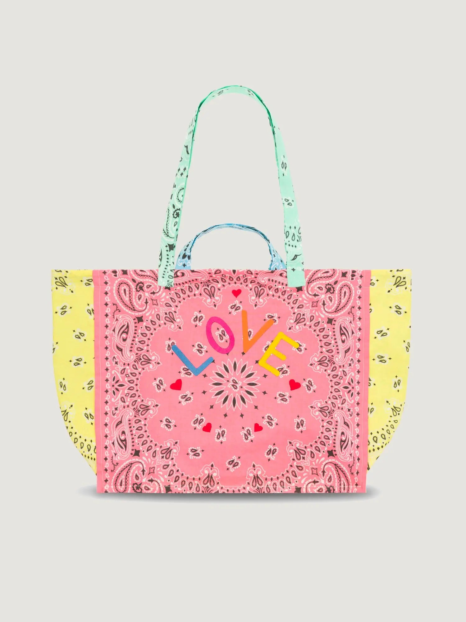 Moyen Cabas Matelassé - LOVE - Strawberry Pink / Colorblock