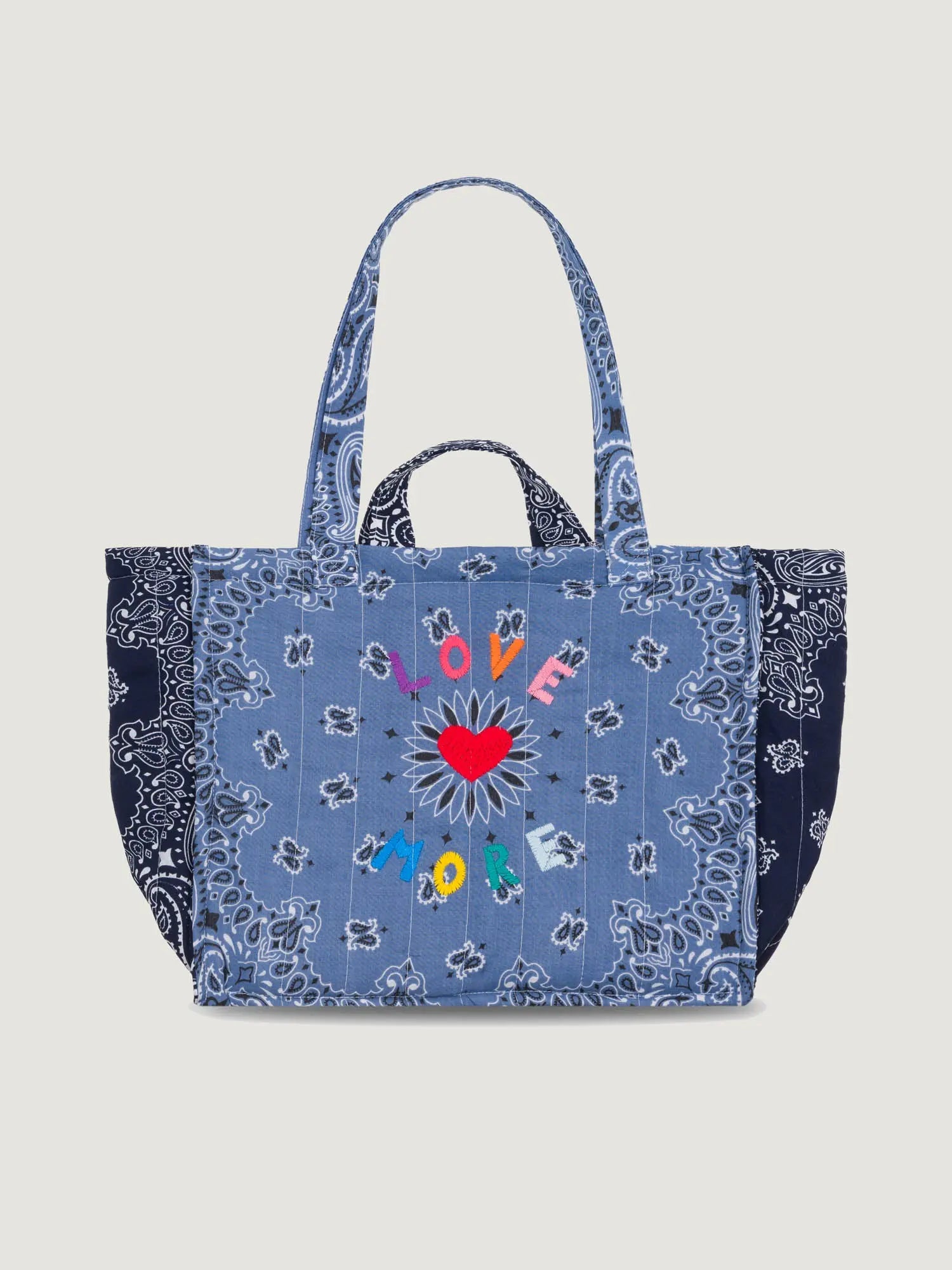 Moyen Cabas Matelassé - LOVE MORE - Chambray / Navy