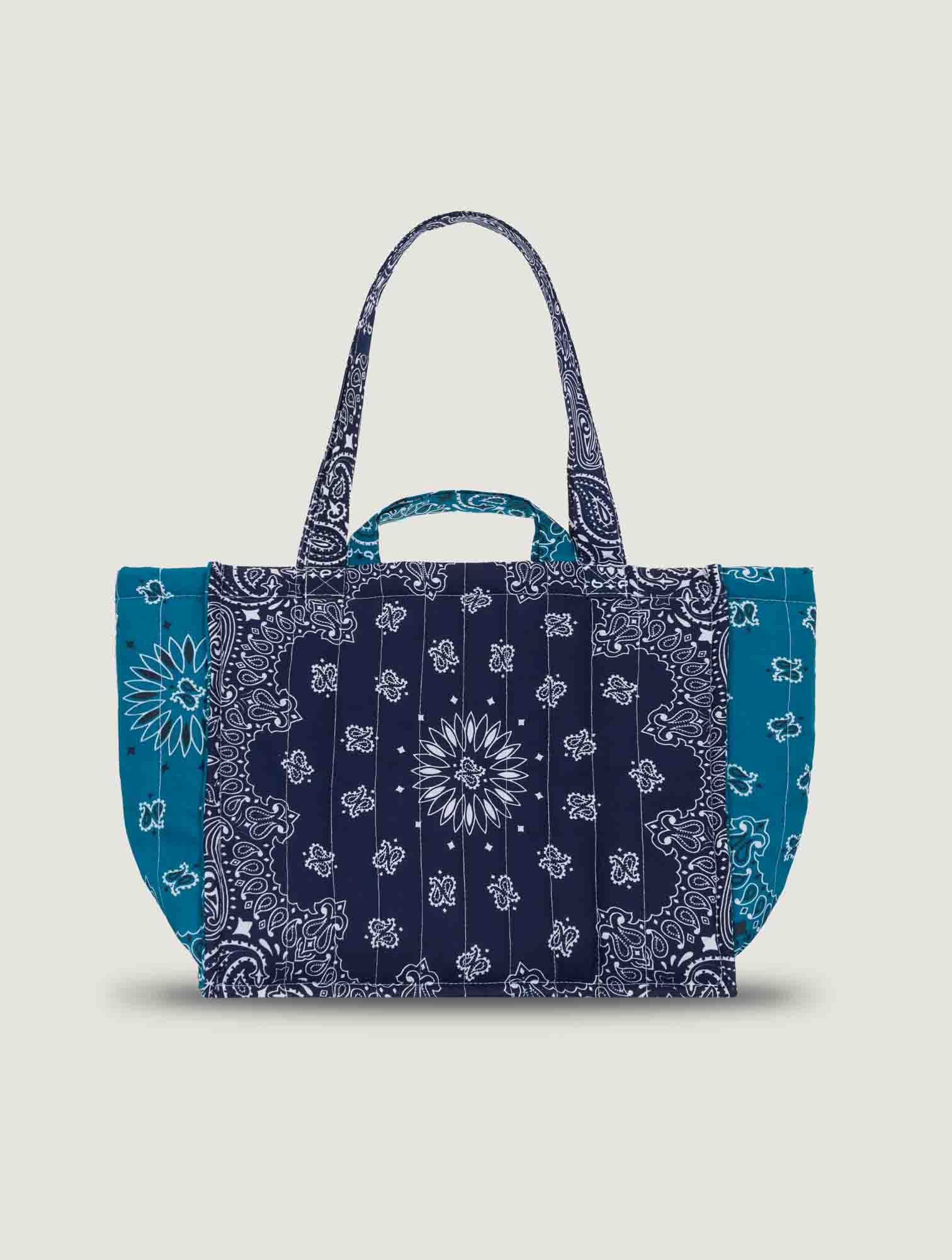 Quilted Medium Cabas Tote - MAMA - Navy / Petrol