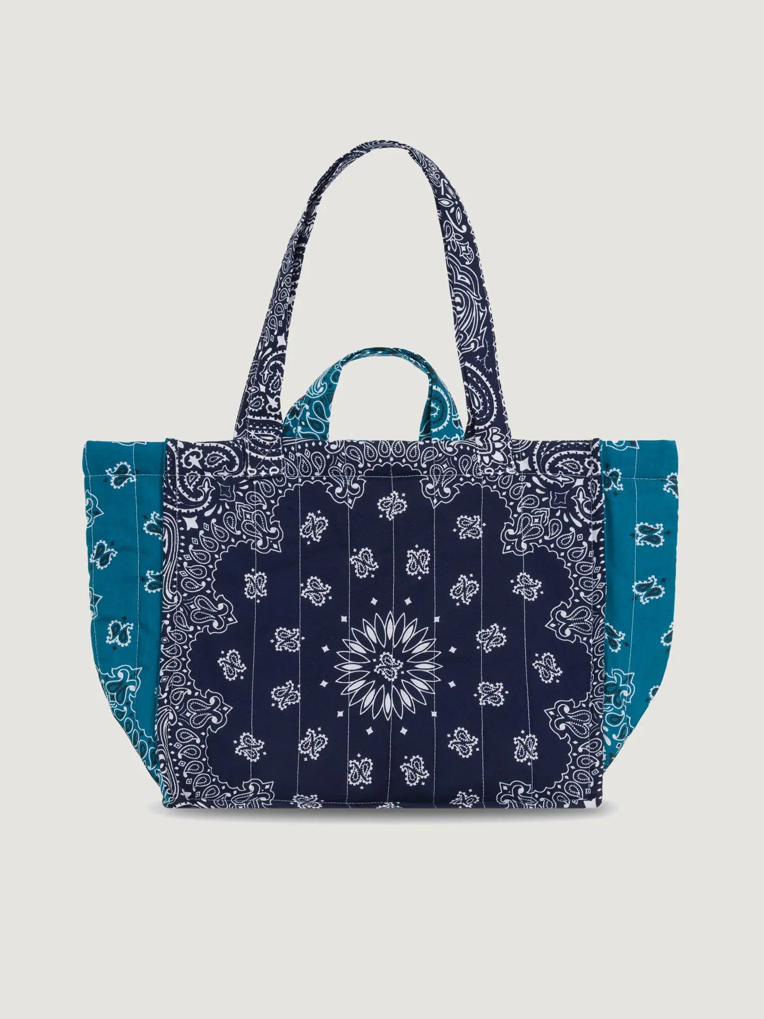 Moyen Cabas Matelassé - MAKE LOVE & PEACE - Navy / Pétrole