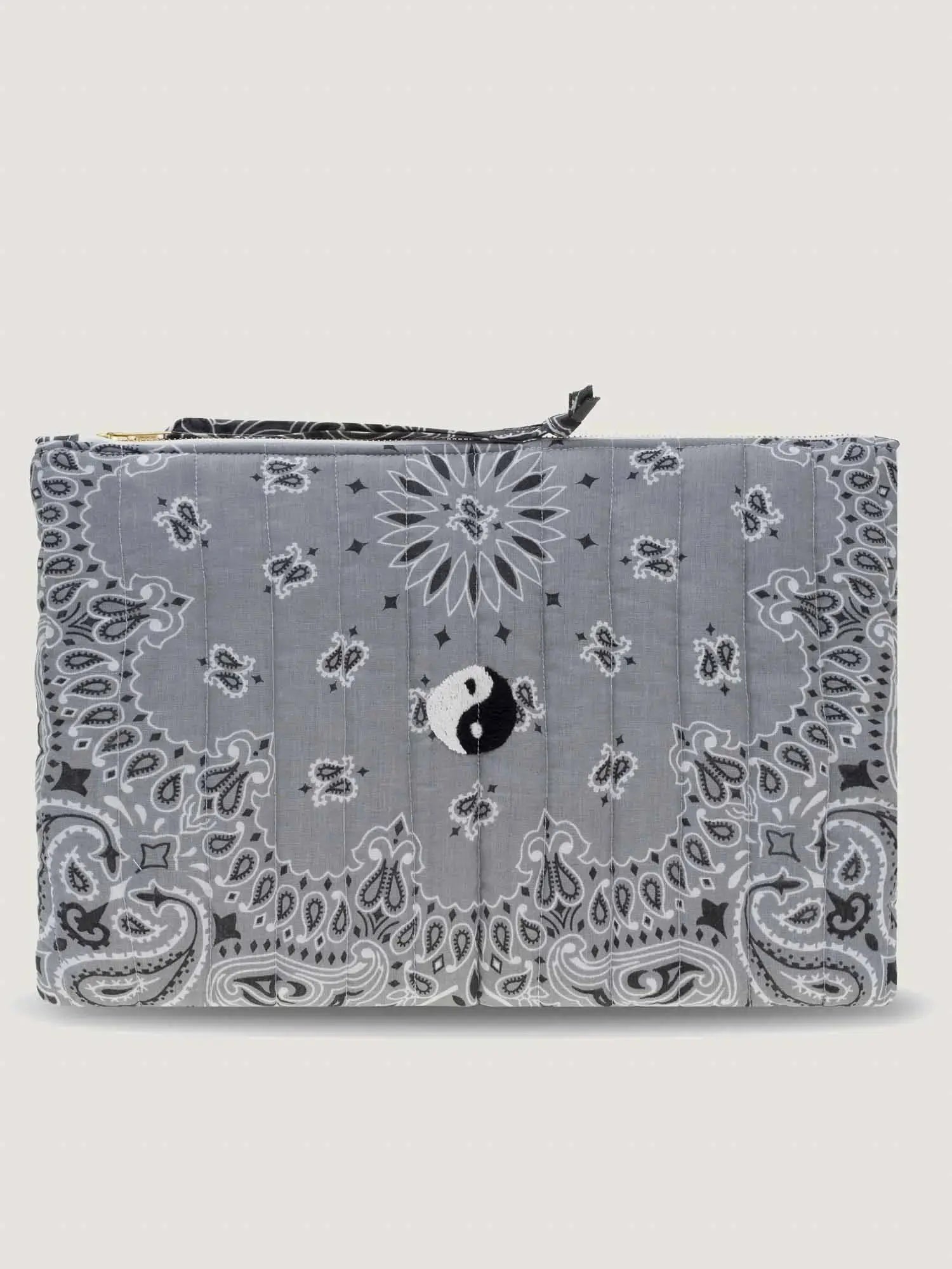 Pochette Matelassée Ordinateur - YIN & YANG - Pale Grey / Dark Grey