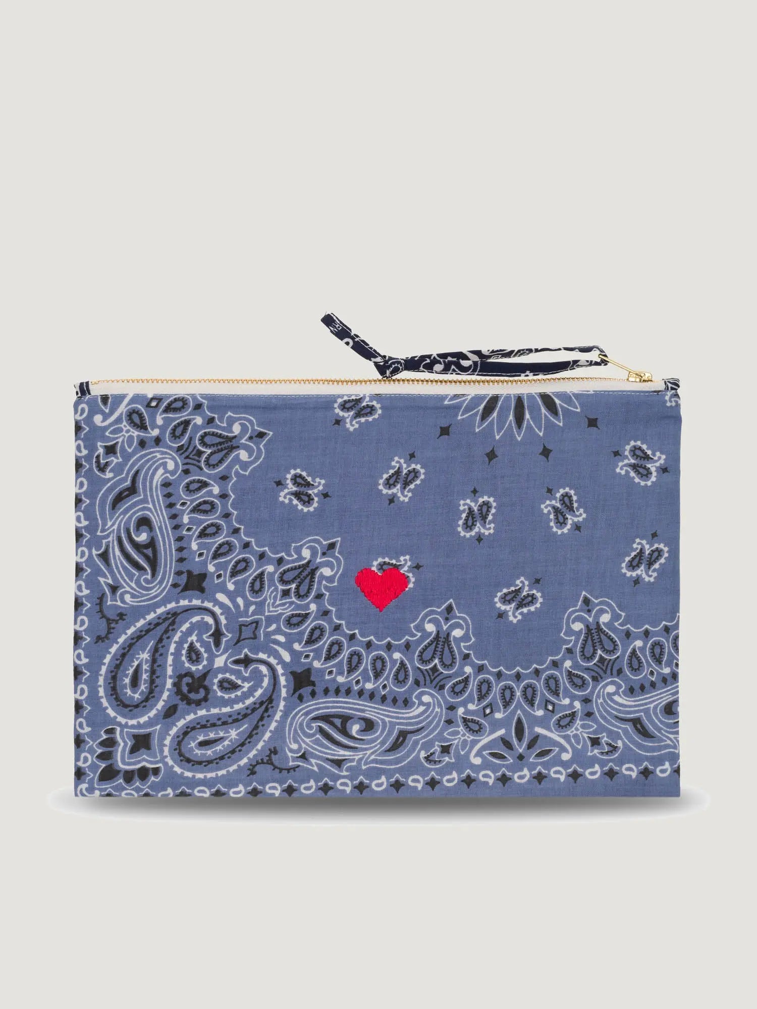 Pochette Zippée - COEUR - Chambray / Navy