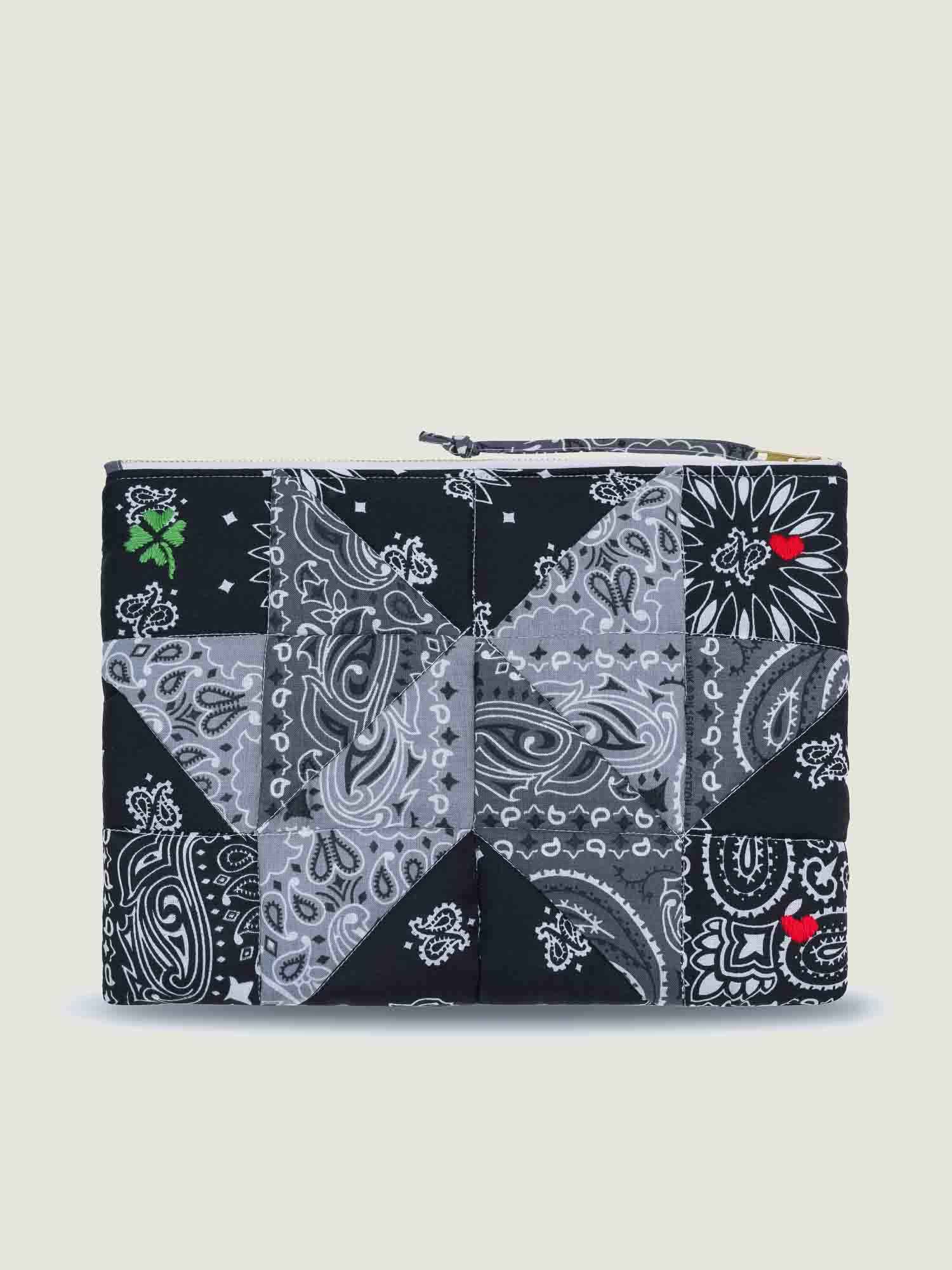 Pochette Zippée Matelassée - PATCHWORK - Dark Grey / Colorblock