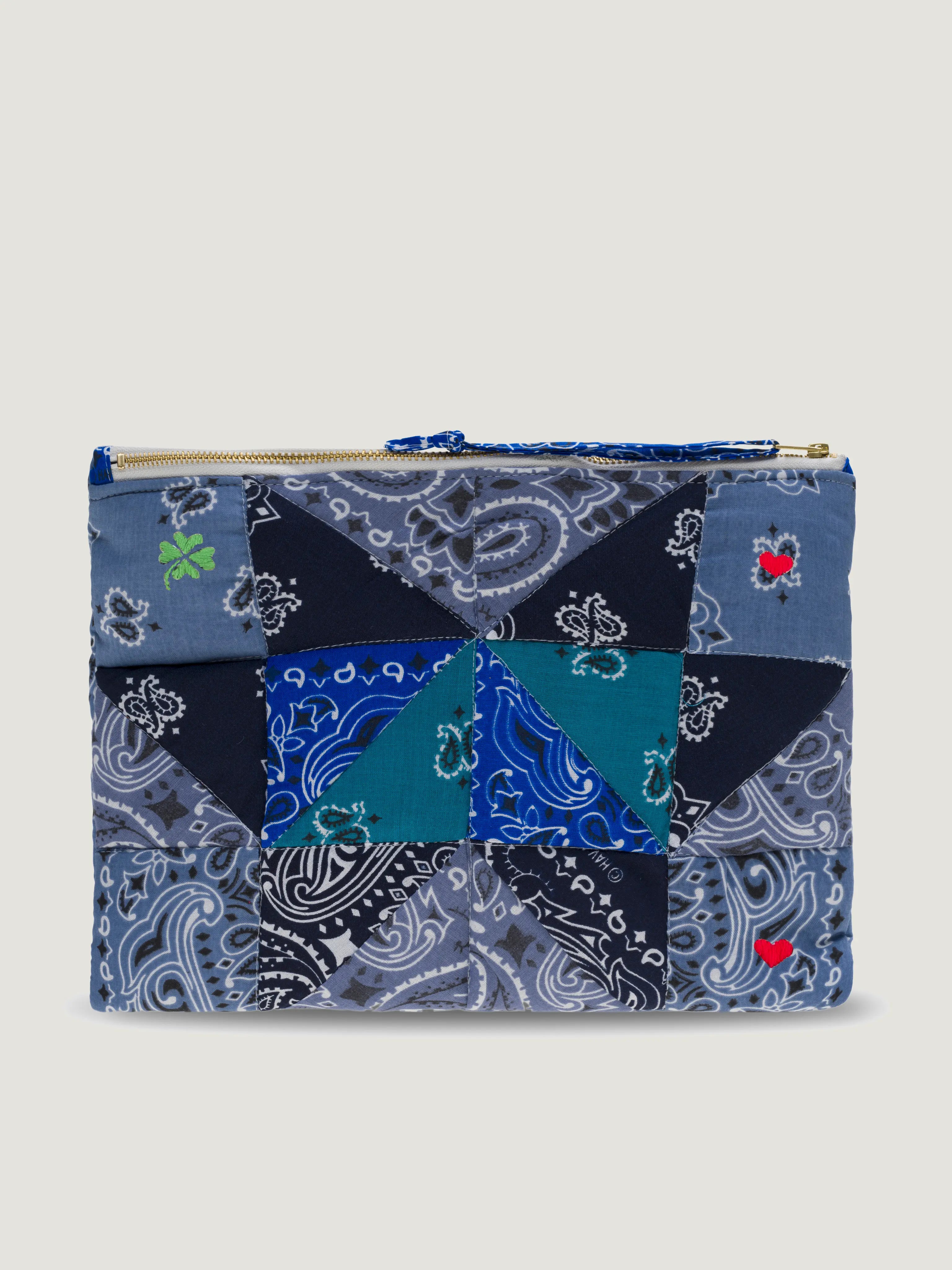 Pochette Zippée Matelassée - PATCHWORK - Chambray / Colorblock