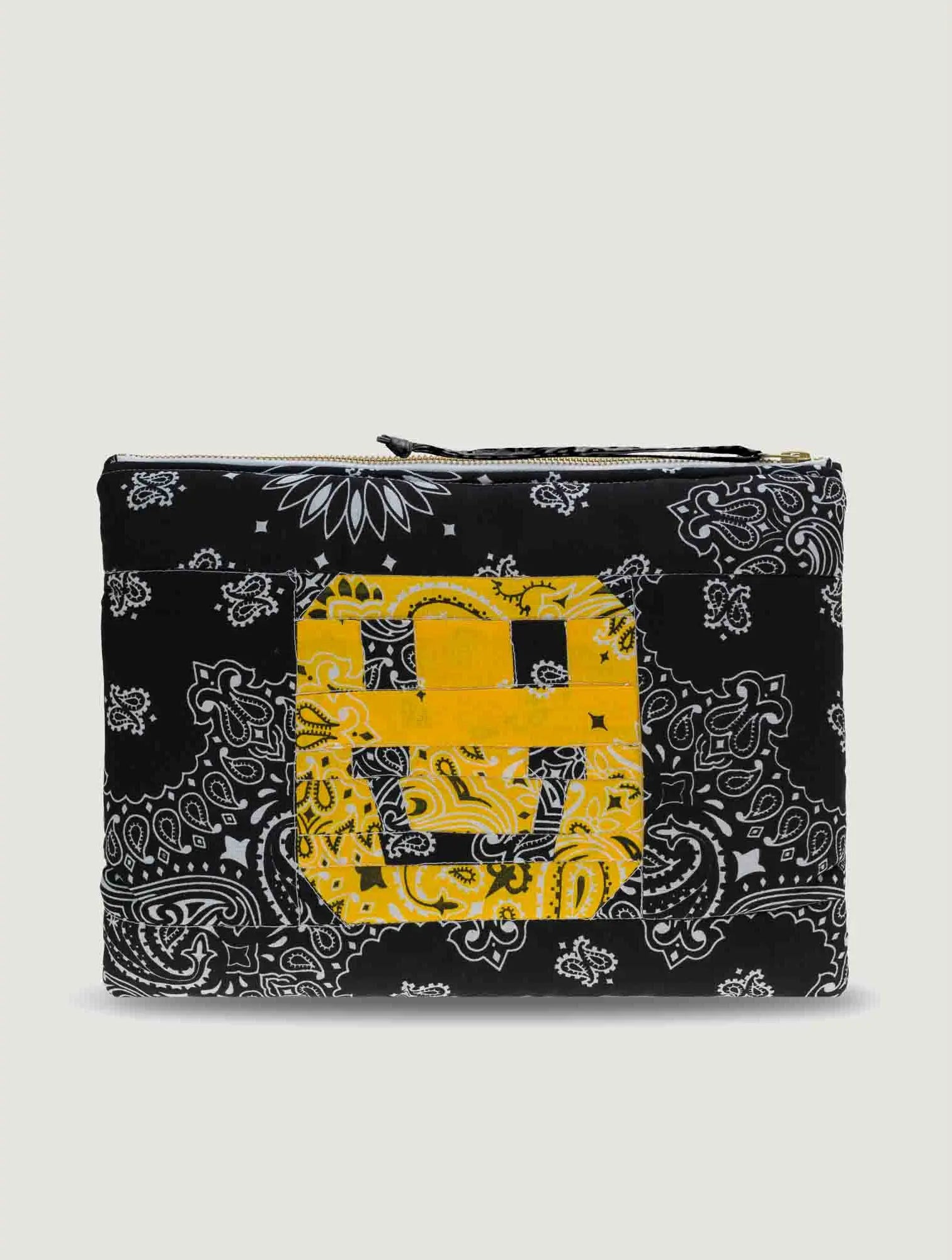 Pochette Patchwork - HAPPY FACE - All Black