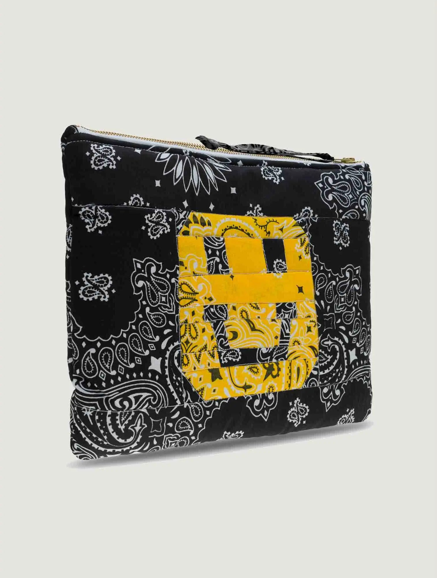 Pochette Patchwork - HAPPY FACE - All Black