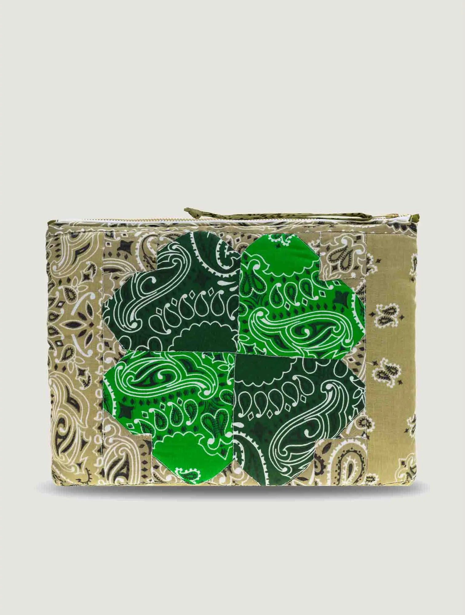 Pochette Patchwork - TREFLE - Beige / Vert weekend