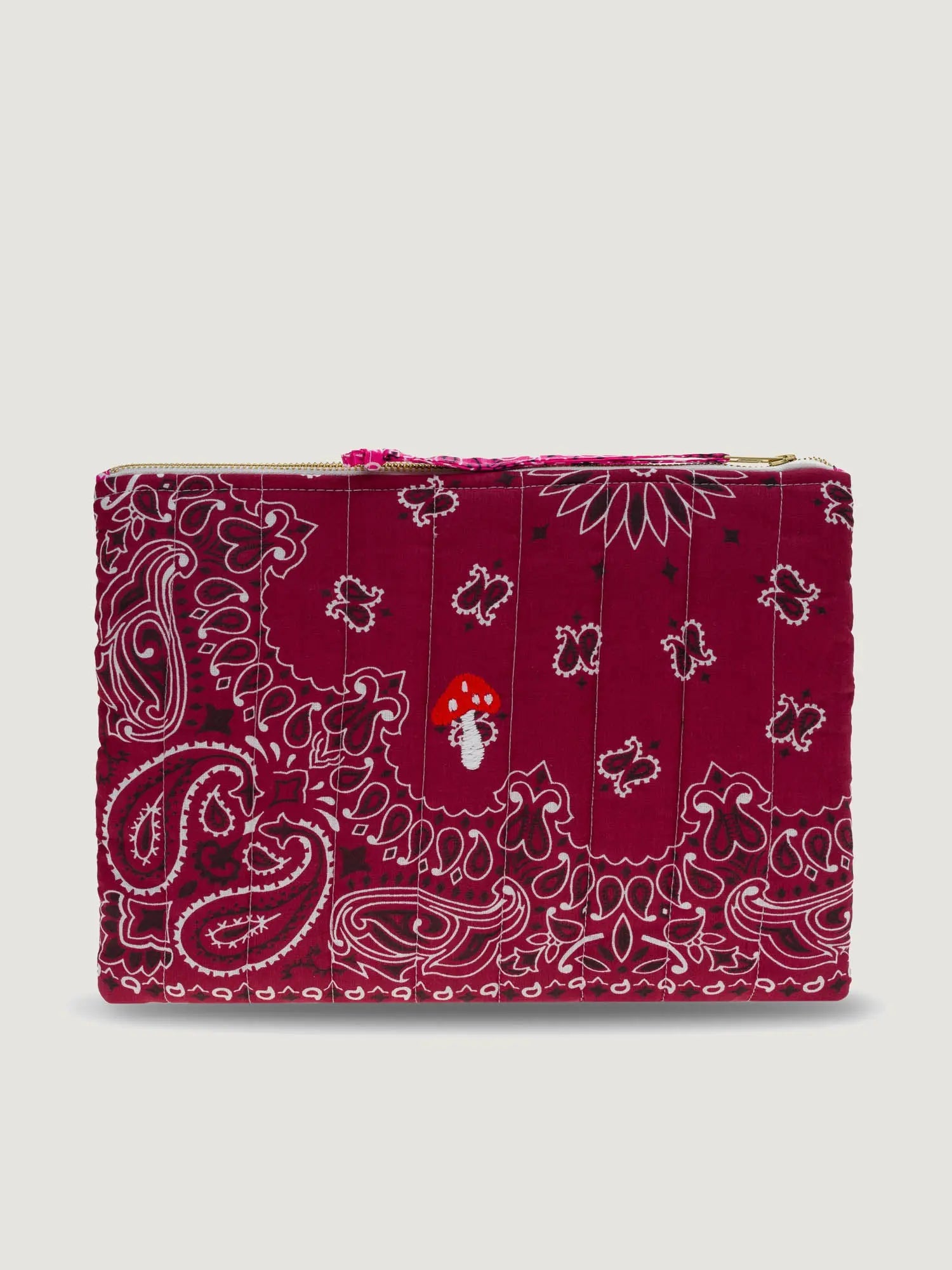 Pochette Zippée Matelassée - CHAMPIGNON - Bordeaux / Fuchsia