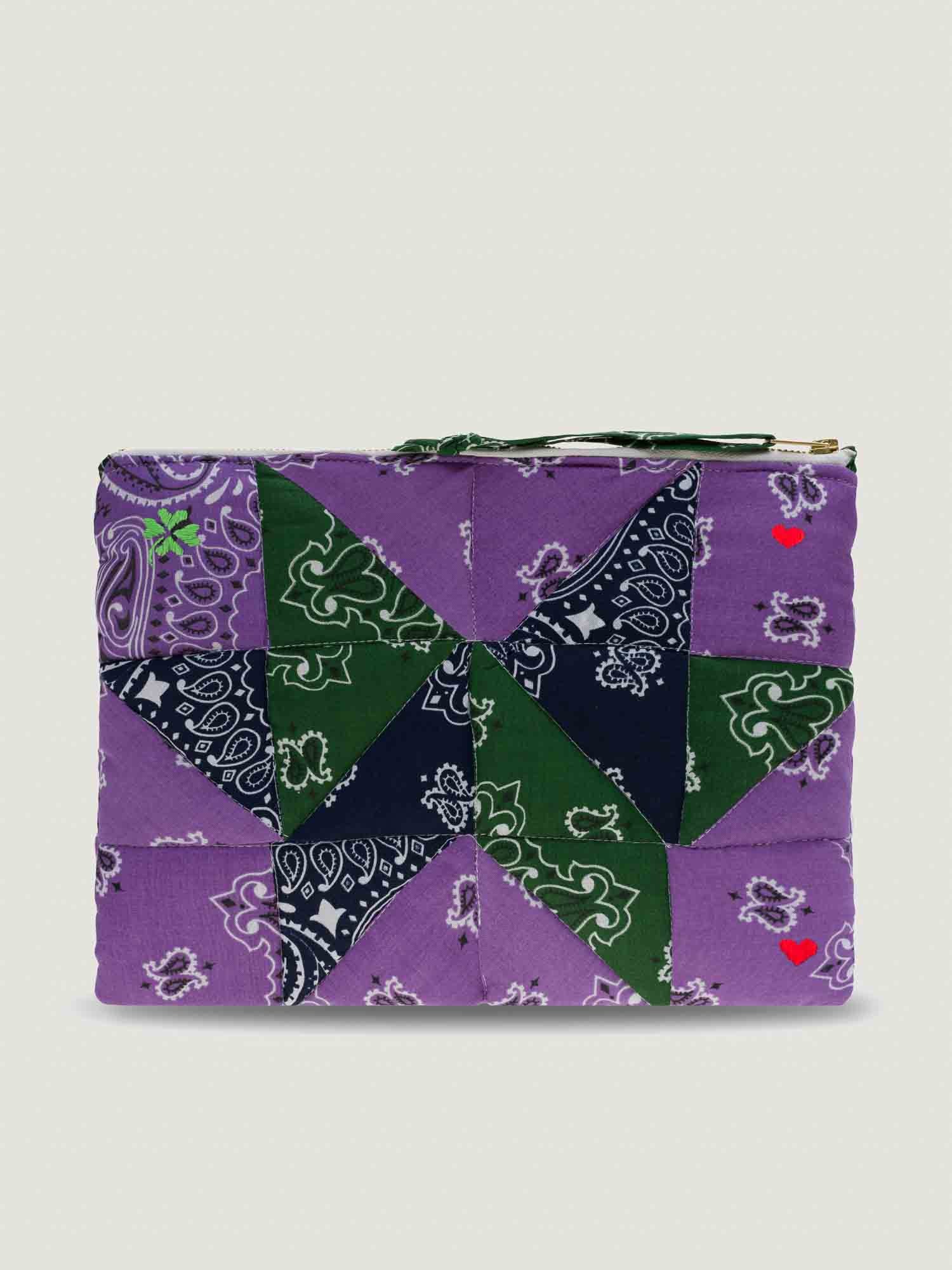 Pochette Zippée Matelassée - PATCHWORK - Lilas / Colorblock
