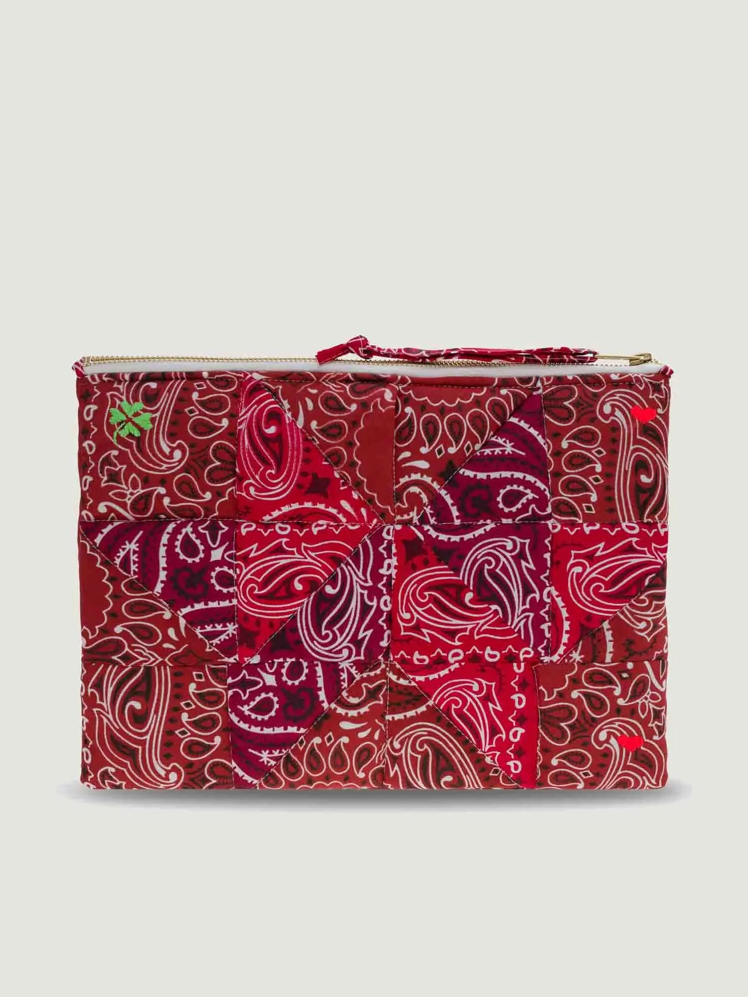 Pochette Zippée Matelassée - PATCHWORK - Vintage red / Colorblock
