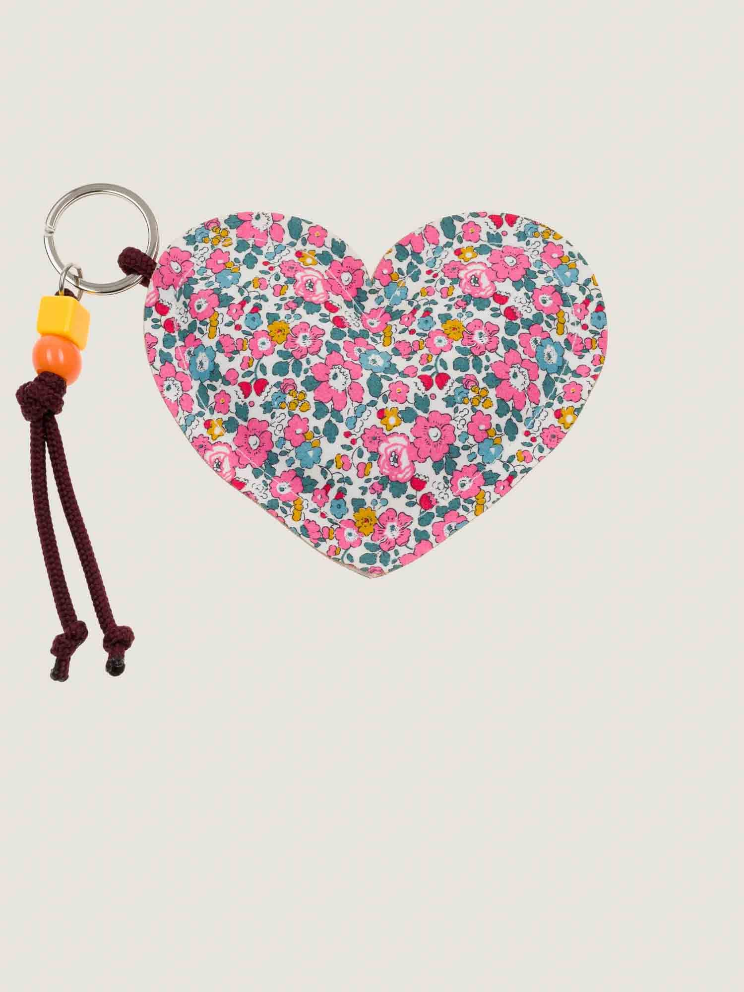 Key Ring - HEART - Beige / Brown