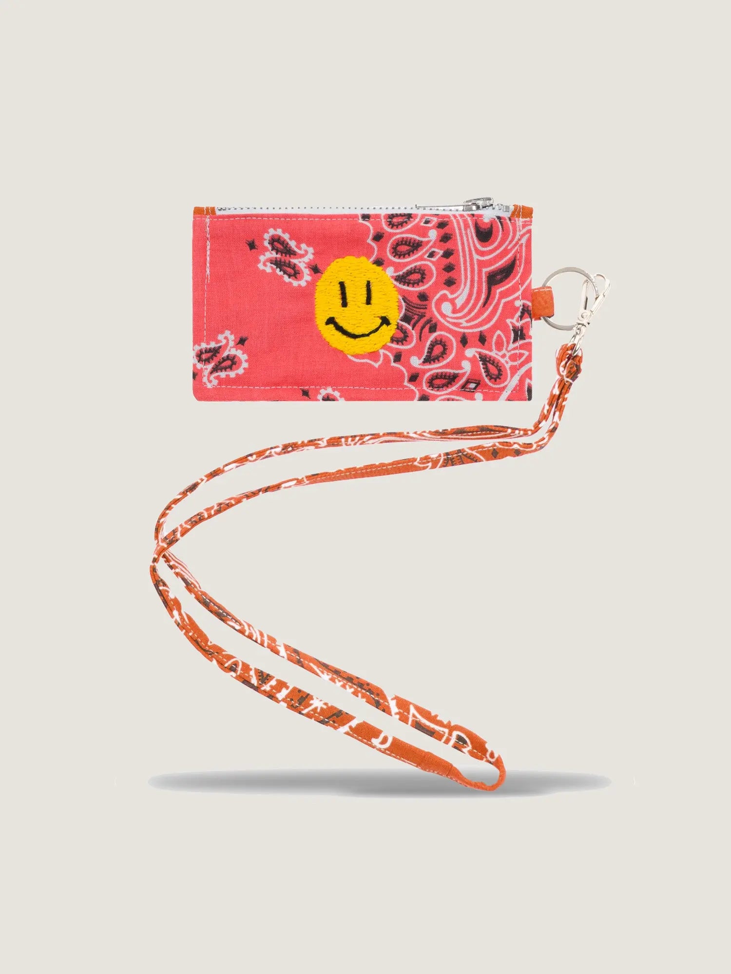 Card Holder - HAPPY FACE - Honey Suckle / Burnt Orange