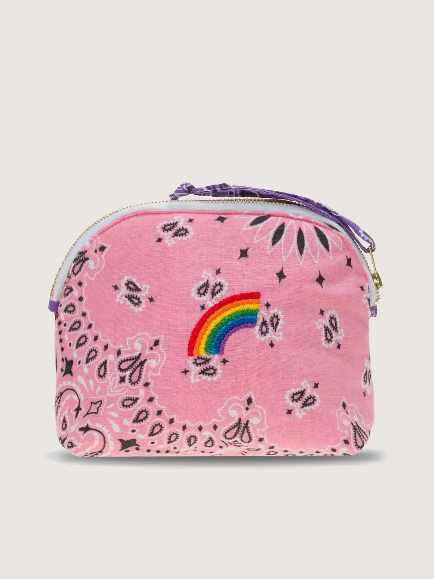 Small 100% cotton toiletry bag: pale pink and lilac RAINBOW