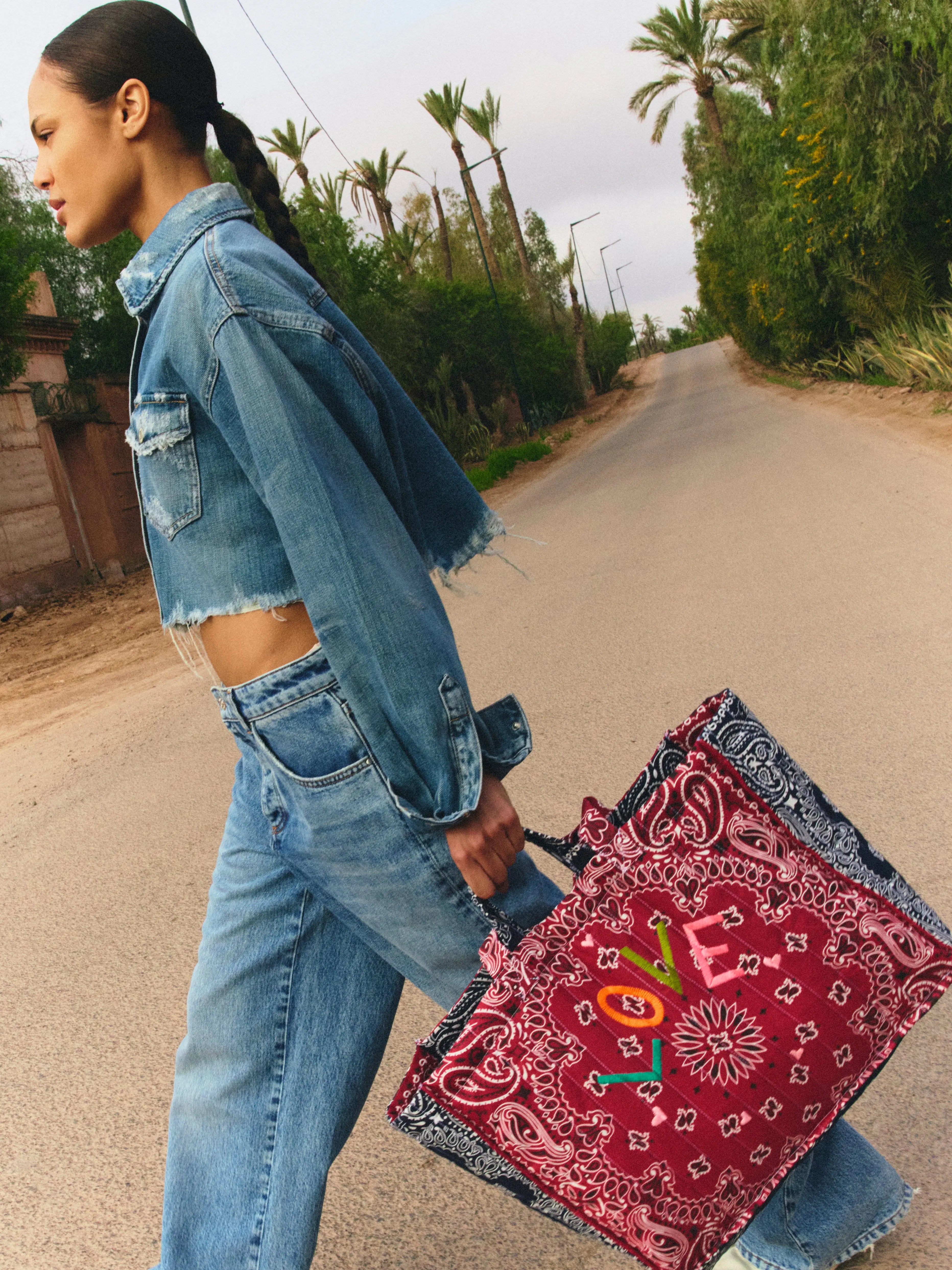 Maxi Cabas Matelassé - LOVE - Bordeaux / Navy
