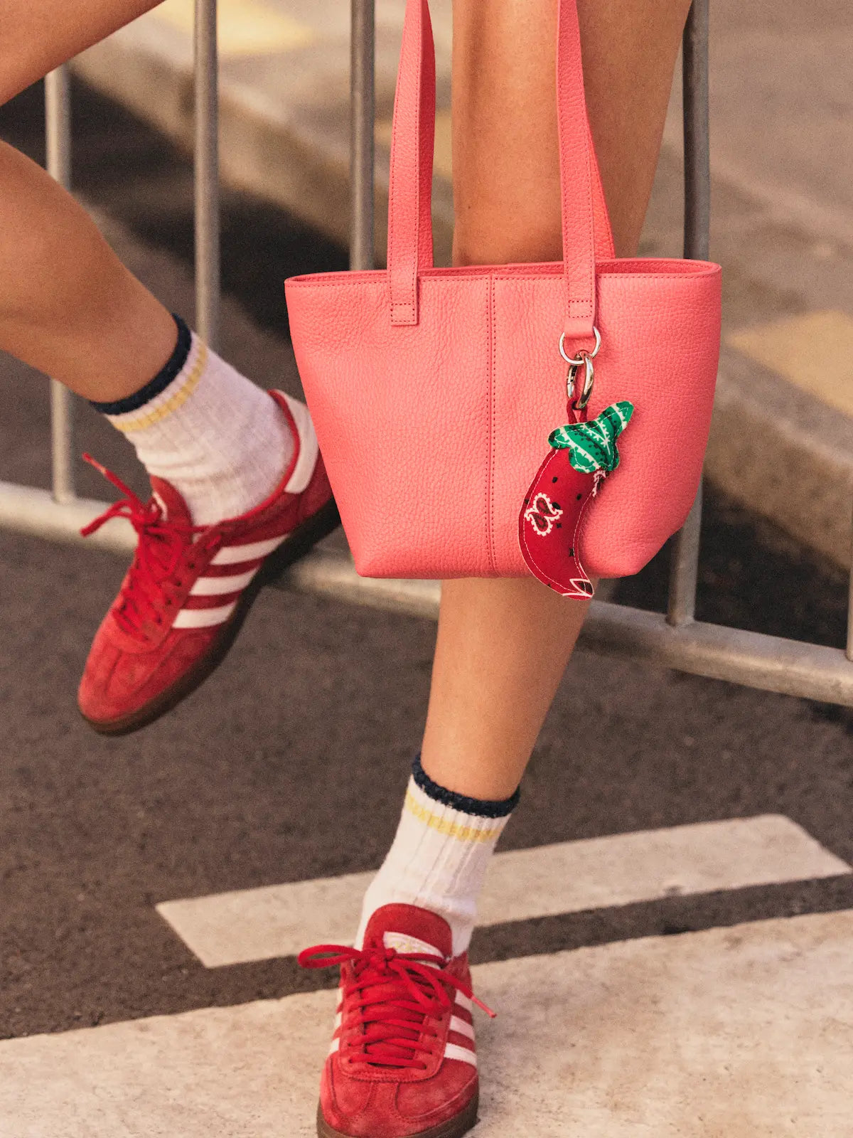 Leather Mini Tote Bag - Strawberry Pink
