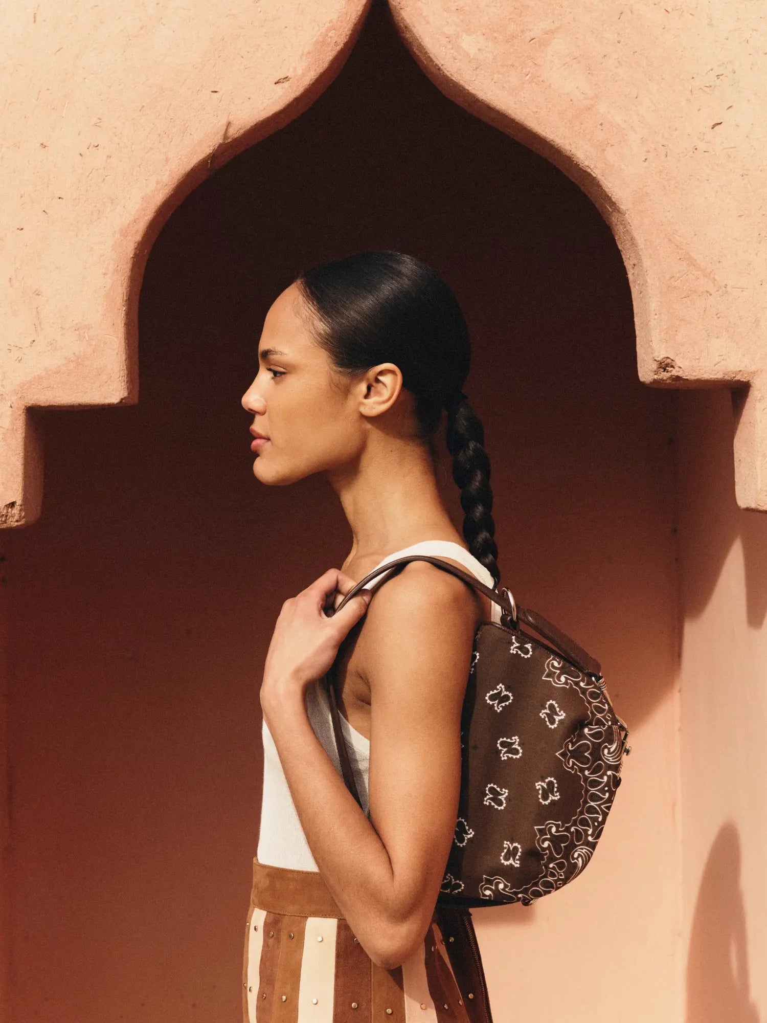 Mini Moon leather bag - All Brown