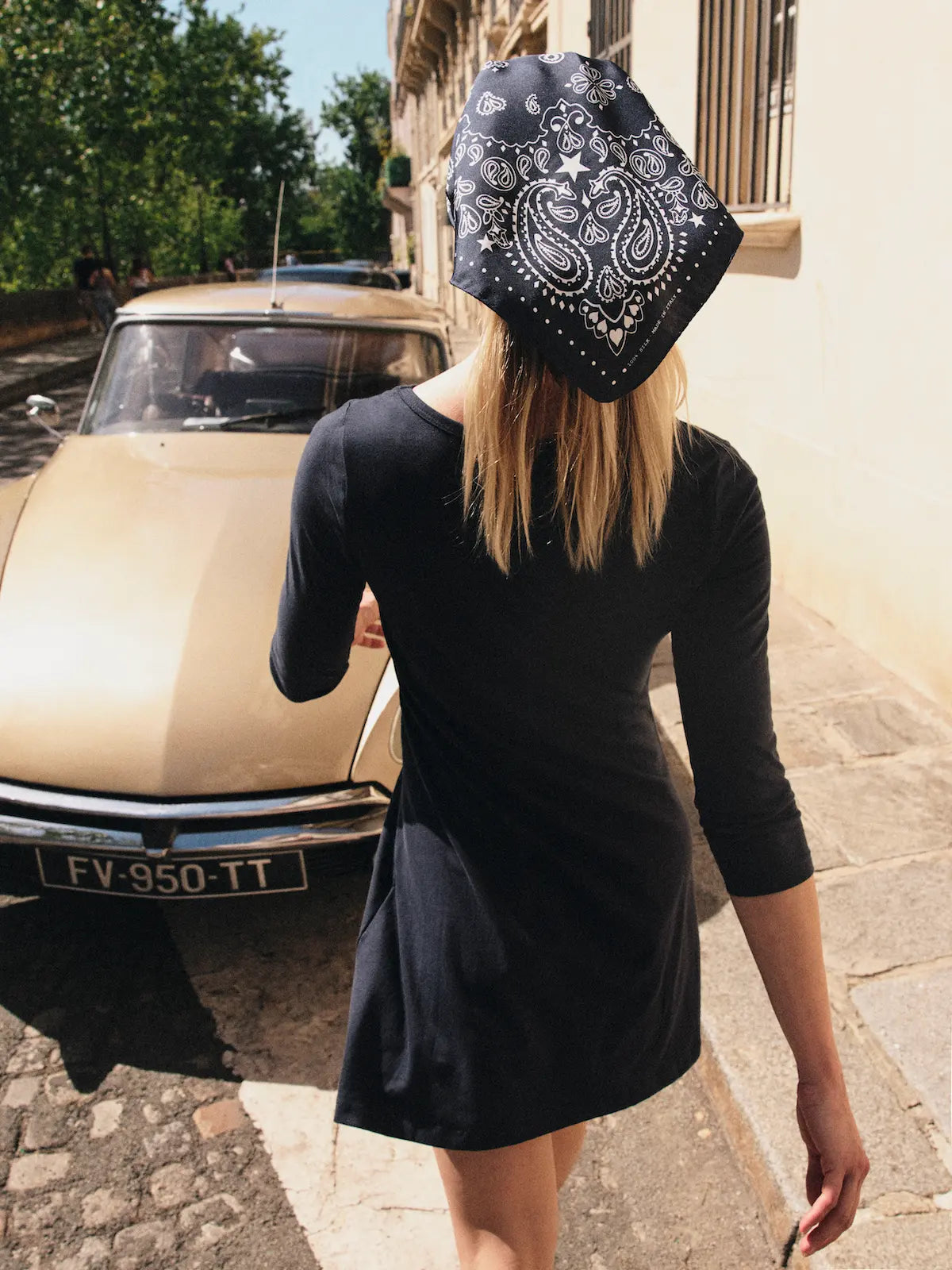 Bandana en Soie - STAR - NAVY - Petit Modèle