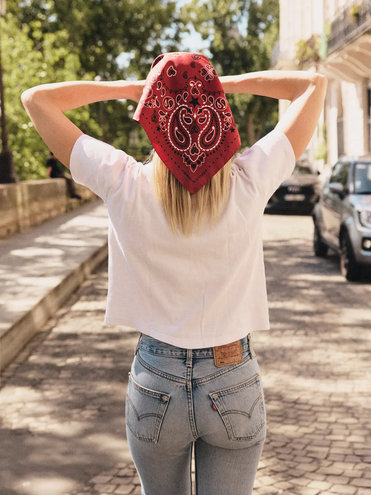Bandana en Soie - STAR - RED - Petit Modèle