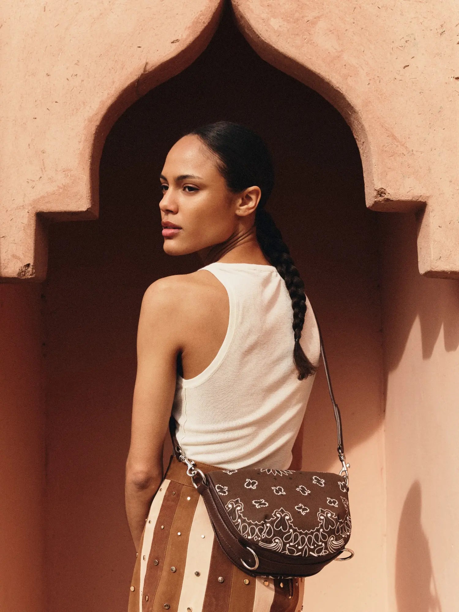 Mini Moon leather bag - All Brown