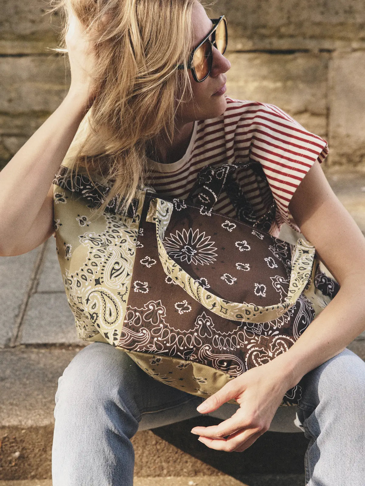 Sac Trapèze - Marron / Beige