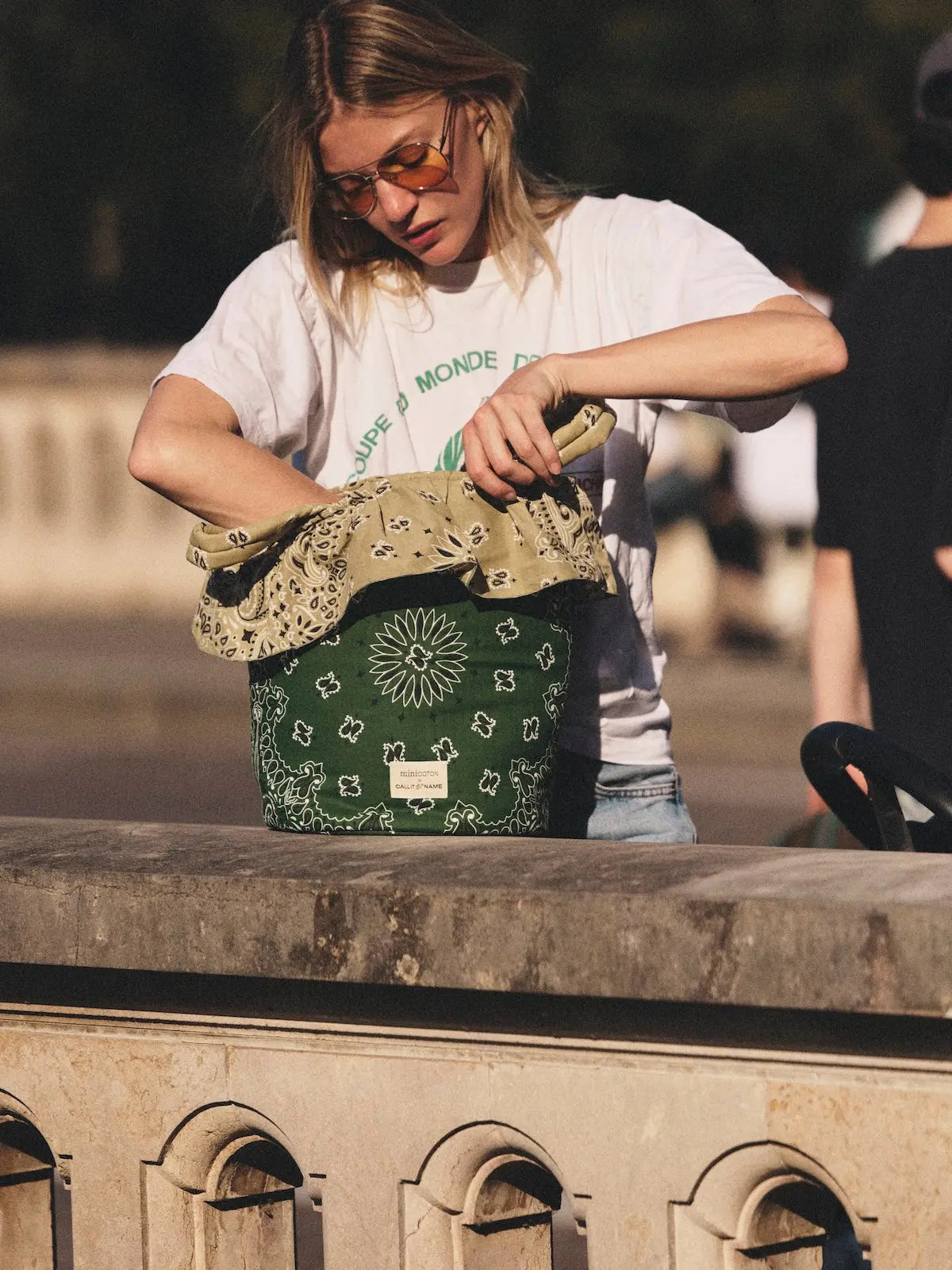 Basket bag - Minicoton - Weekend Green / Beige