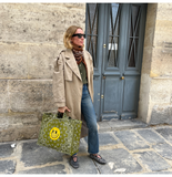 Quilted Maxi Cabas Tote - HAPPY FACE - All Bronze