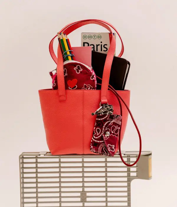 Leather Mini Tote Bag - Strawberry Pink