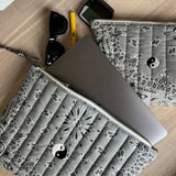 Quilted Laptop Sleeve - YIN & YANG - Pale Grey / Dark Grey