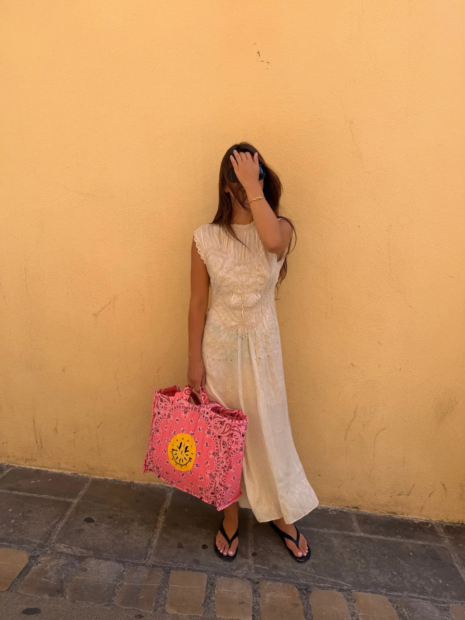 Moyen Cabas Matelassé - HAPPY FACE -  All Strawberry