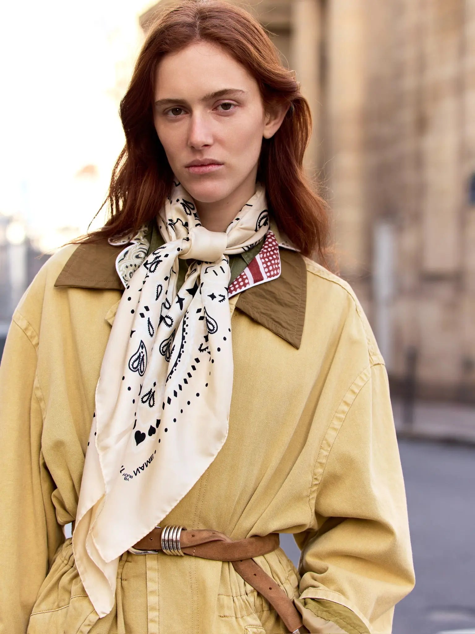 Silk Bandana - STAR - ECRU - Large Size