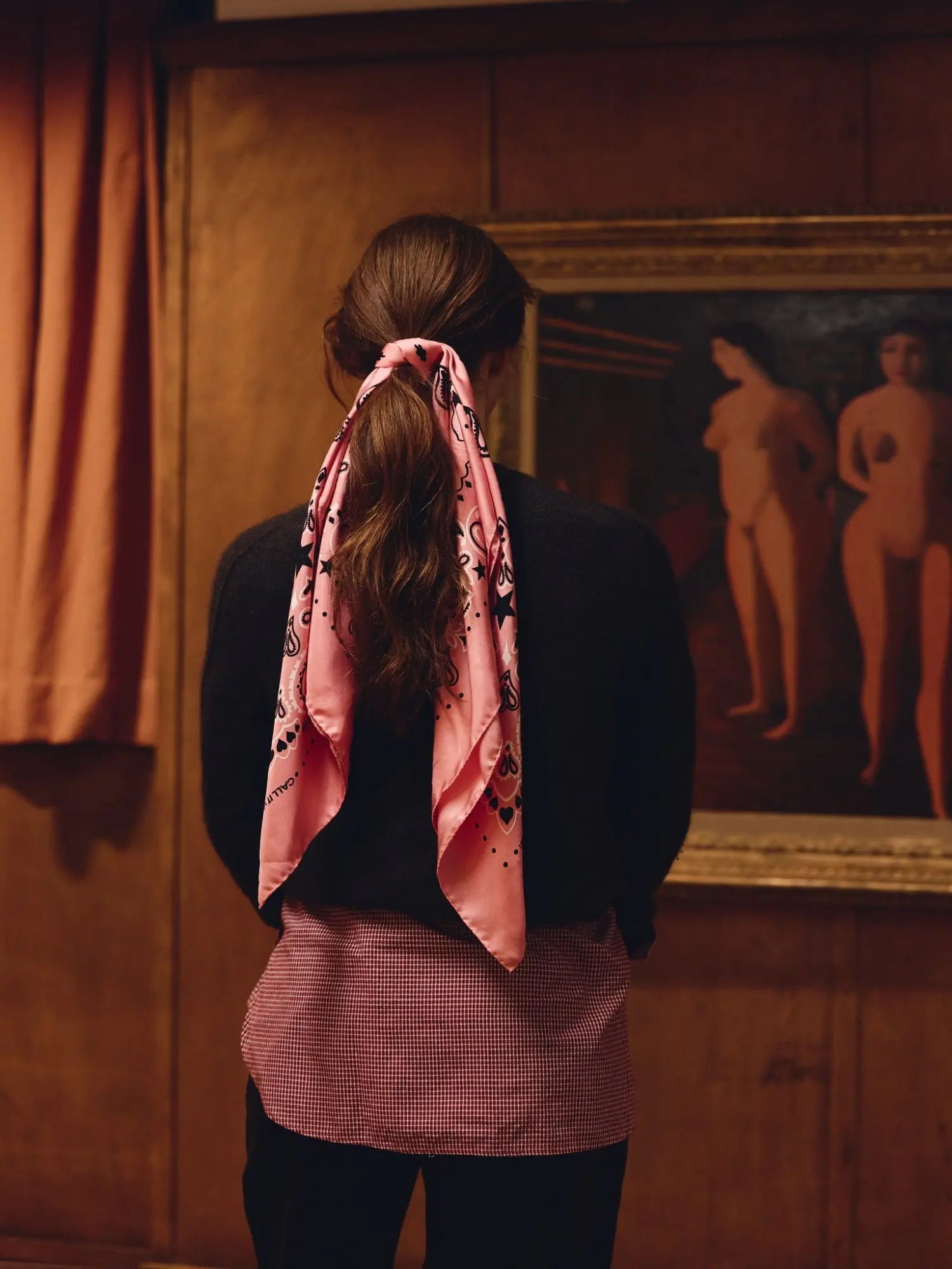 Silk Bandana - STAR - PINK - Large Size