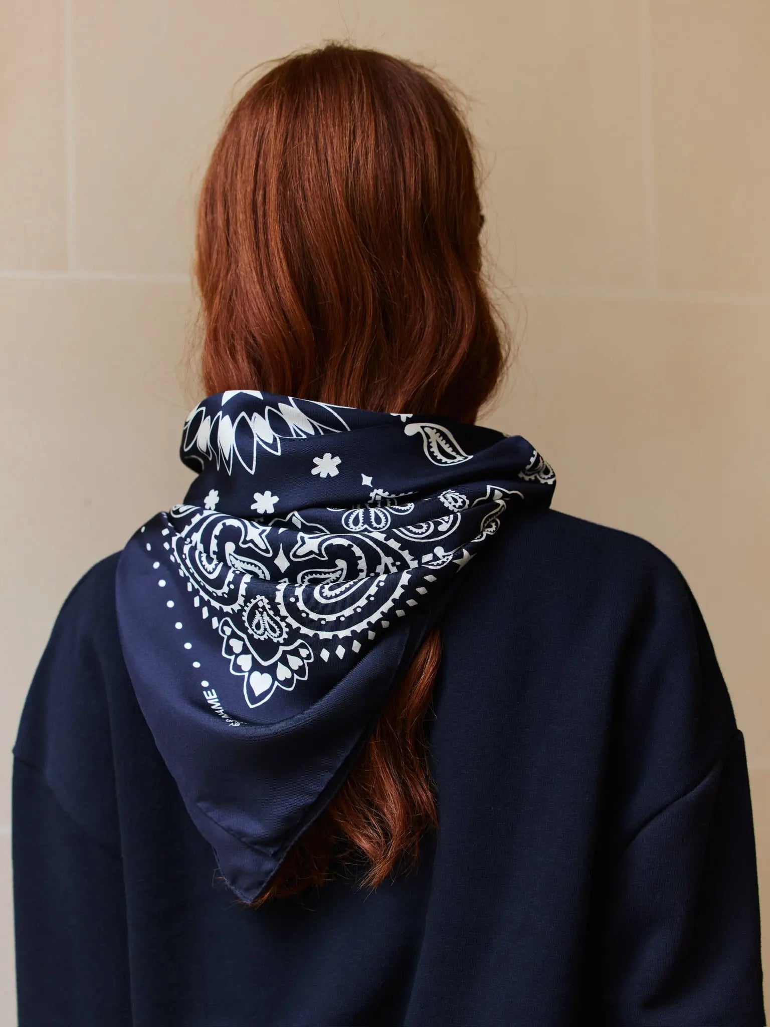 Silk Bandana - STAR - NAVY - Small Size