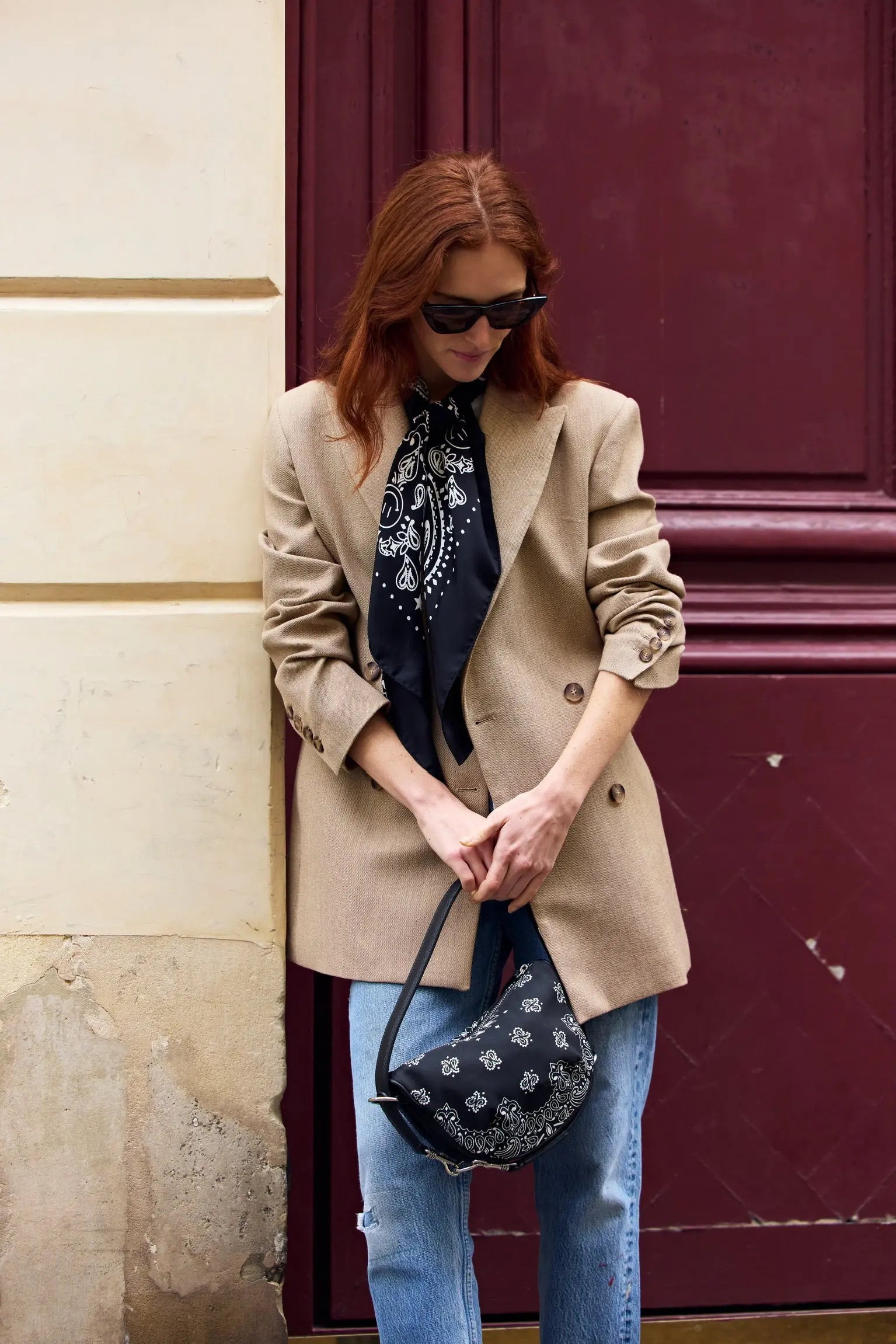 Silk Bandana - STAR - BLACK - Large Size