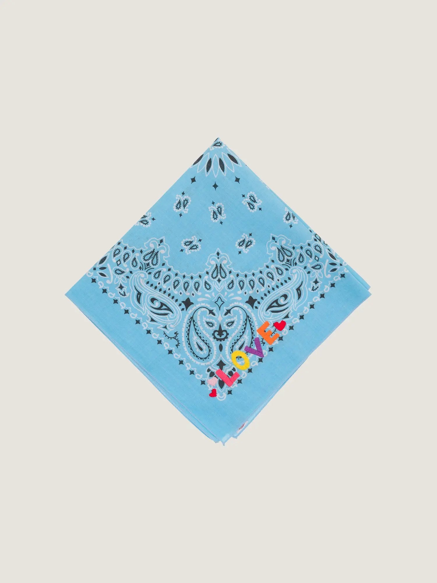 Bandana - Small Embroidery - LOVE - Pale Blue